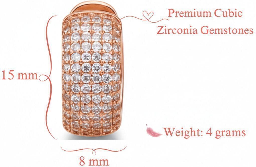 Forevershine Rose Gold Plated Cubic Zirconia Studded Hoop Earrings For Women | Bold Designer Statement Hoops | Premium Party & Wedding Jewellery - Image 6