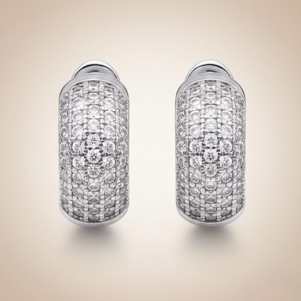 Forevershine Rhodium Plated Cubic Zirconia Studded Hoop Earrings For Women | Slim Crystal Hoops | Premium Party Fashion Jewellery