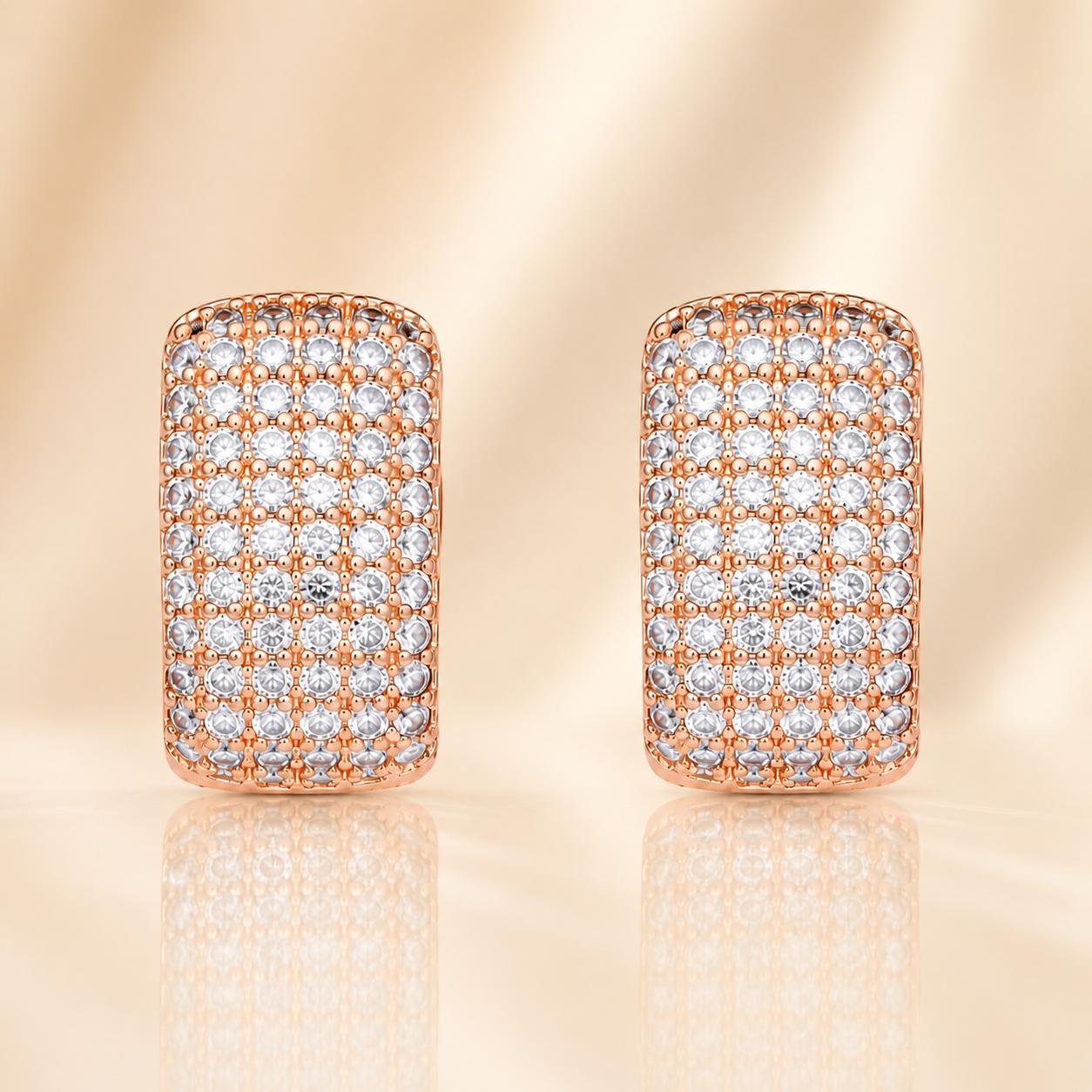 Forevershine Rose Gold Plated Cubic Zirconia Studded Hoop Earrings For Women | Bold Designer Statement Hoops | Premium Party & Wedding Jewellery