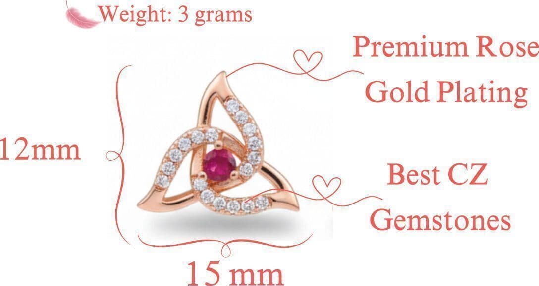 Forevershine Rose Gold Plated Cubic Zirconia & Red Stone Stud Earrings For Women | Designer Crystal Studs | Elegant Party Fashion Jewellery - Image 4