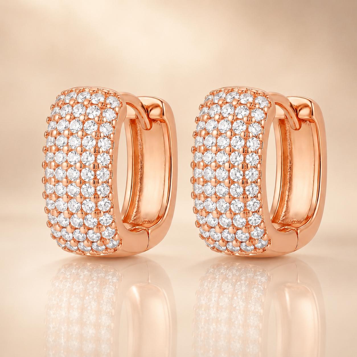 Forevershine Rose Gold Plated Cubic Zirconia Studded Hoop Earrings For Women | Bold Designer Statement Hoops | Premium Party & Wedding Jewellery - Image 2