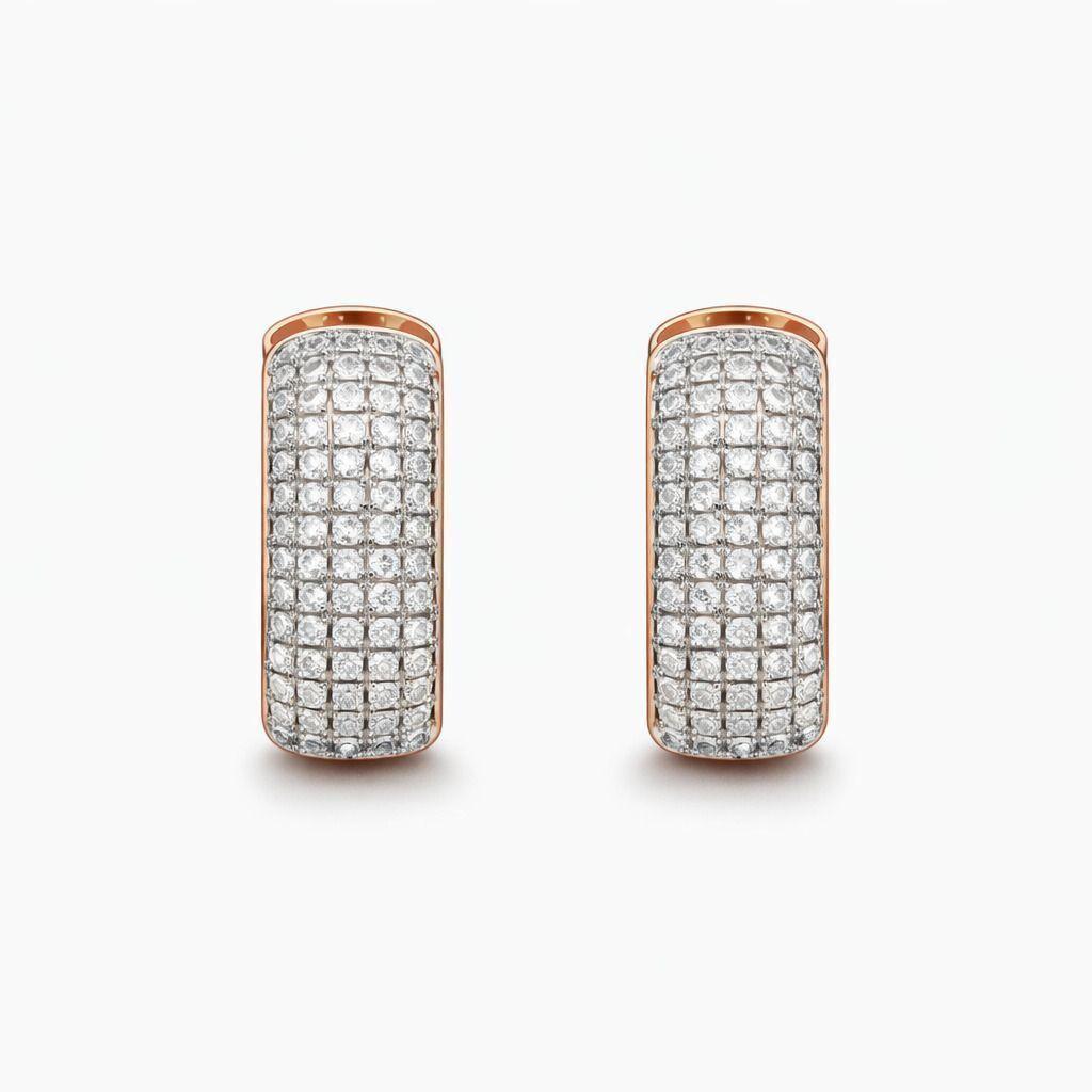 Forevershine Rose Gold Plated Dual Tone Cubic Zirconia Studded Hoop Earrings For Women | Bold Designer Statement Hoops | Premium Party & Wedding Jewellery - Image 3