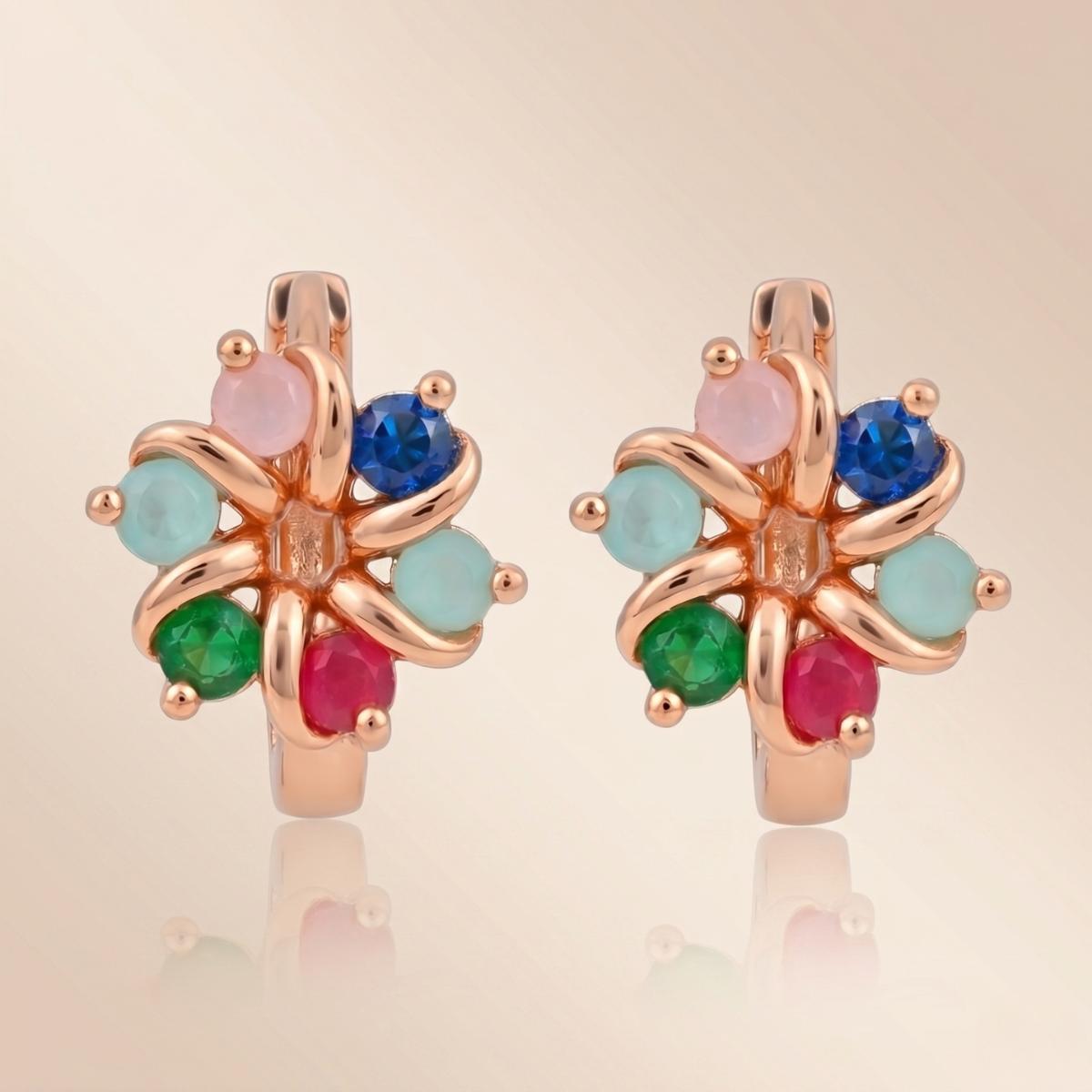 Forevershine Rose Gold Plated Multicolor Cubic Zirconia Studded Hoop Earrings For Women | Rainbow Cz Designer Hoops | Lightweight Fashion Jewellery
