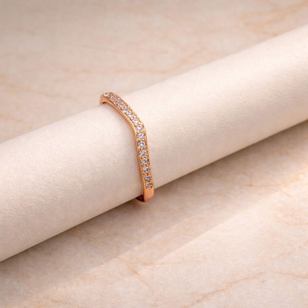 Forevershine Rose Gold Plated Cubic Zirconia Adjustable Finger Ring For Women | Cz Studded Open Band Ring | Trendy Everyday & Party Jewellery - Image 3
