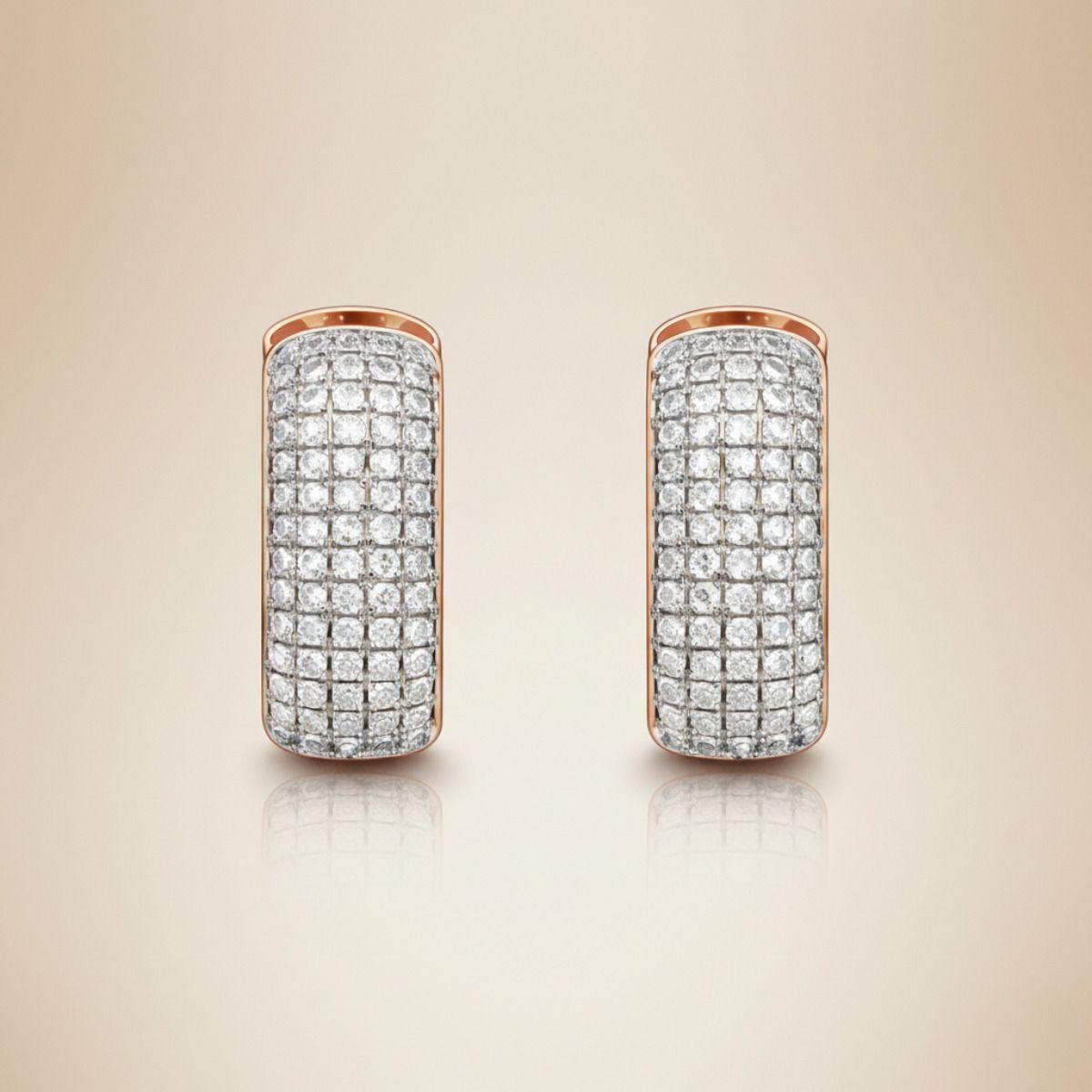 Forevershine Rose Gold Plated Dual Tone Cubic Zirconia Studded Hoop Earrings For Women | Bold Designer Statement Hoops | Premium Party & Wedding Jewellery