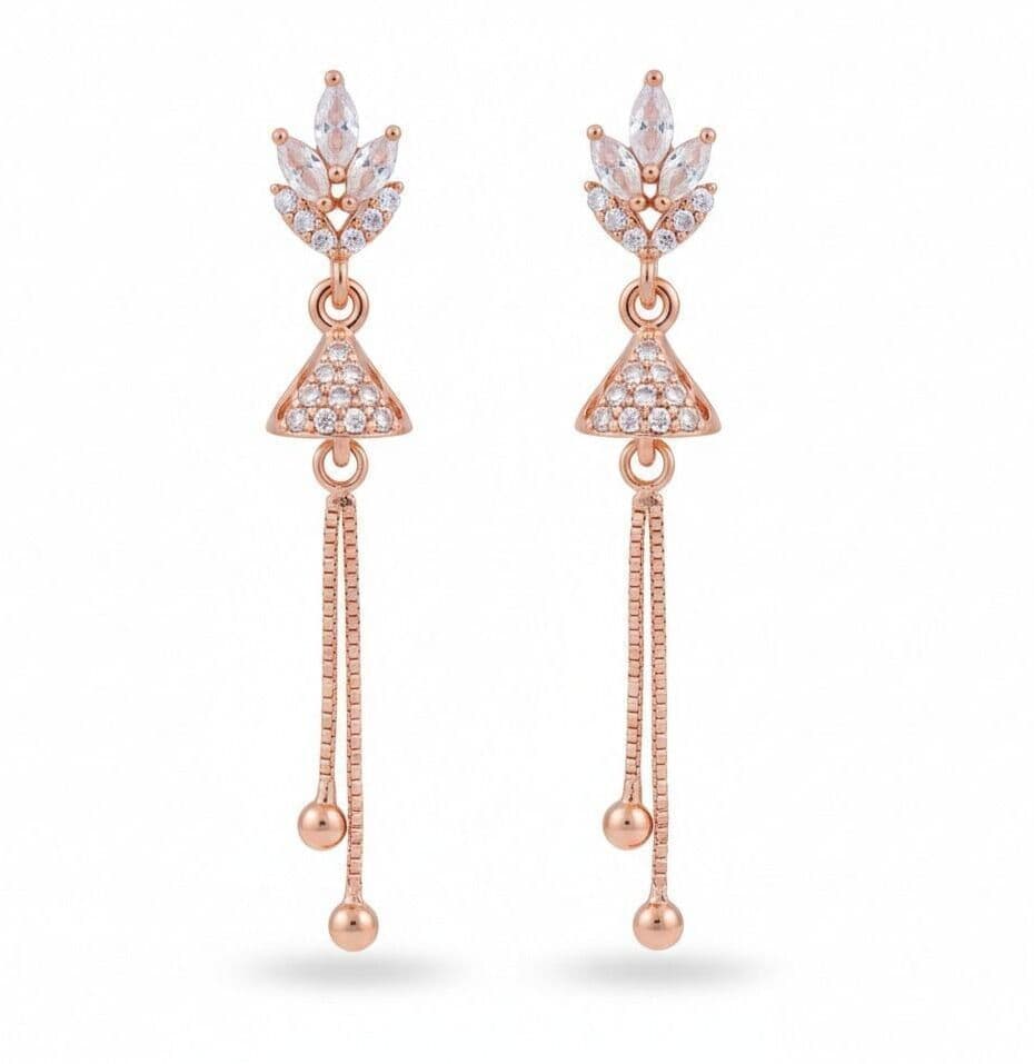 Forevershine Rose Gold Plated Drop Earrings, Cubic Zirconia Gemstones, Dangle Style, 40mm Length, Lightweight 5g |gift For Her|hypoallergenic | Tarnish Resistant | Stylish Jewelry For Women & Girls - Image 3
