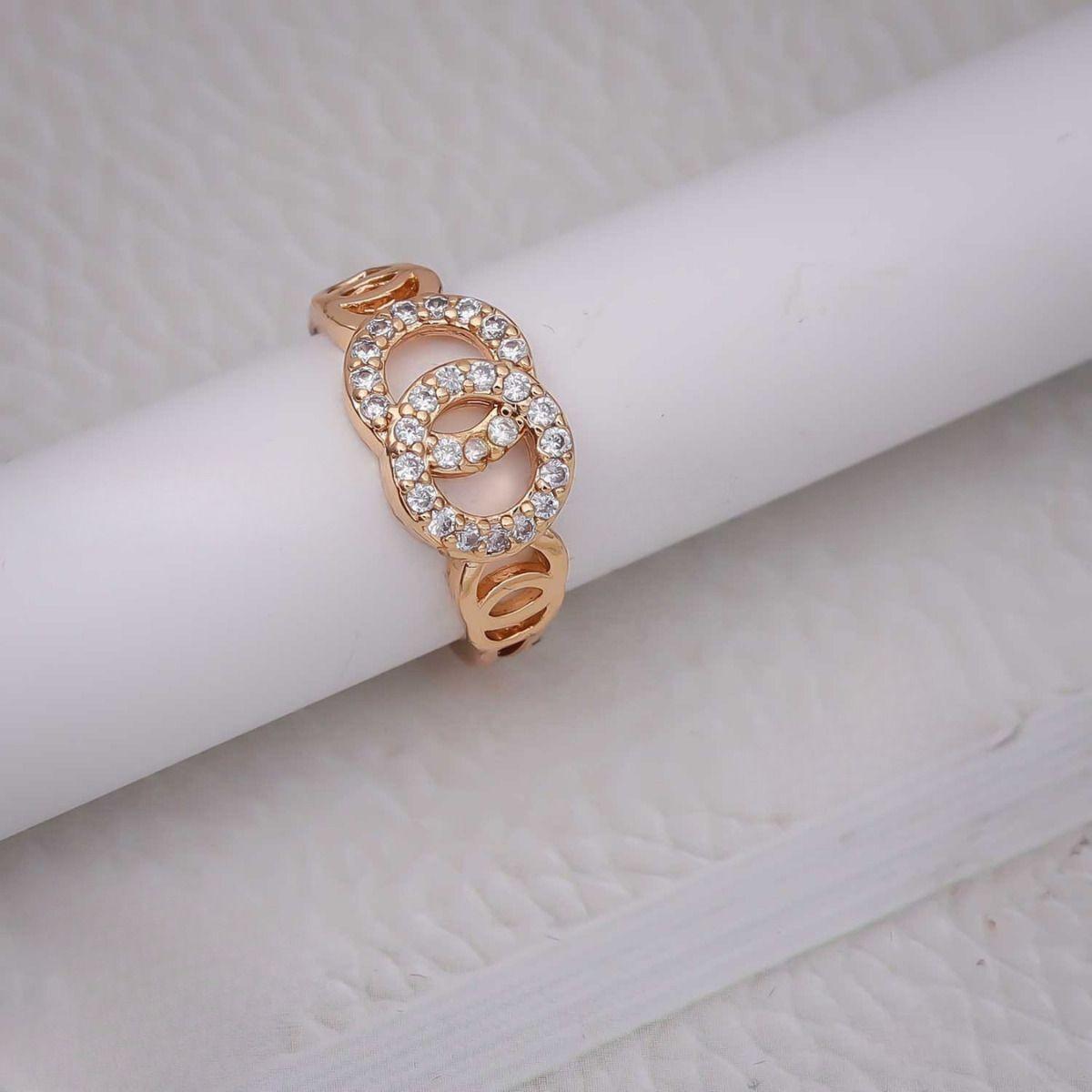 Forevershine Rose Gold Plated Cubic Zirconia Adjustable Finger Ring For Women | Crystal Studded Designer Open Ring | Trendy Fashion Jewellery For Girls & Women - Image 3