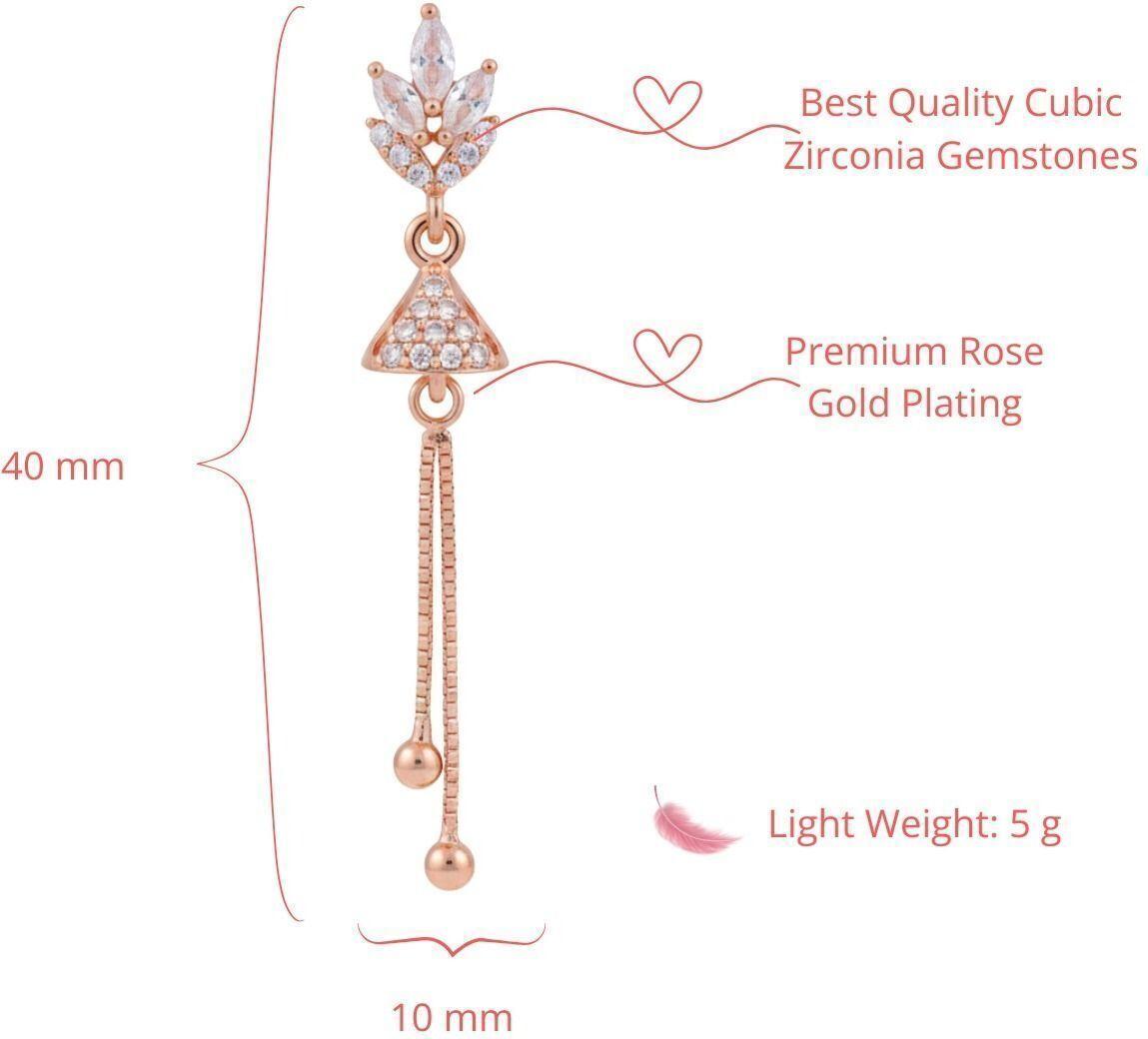 Forevershine Rose Gold Plated Drop Earrings, Cubic Zirconia Gemstones, Dangle Style, 40mm Length, Lightweight 5g |gift For Her|hypoallergenic | Tarnish Resistant | Stylish Jewelry For Women & Girls - Image 5