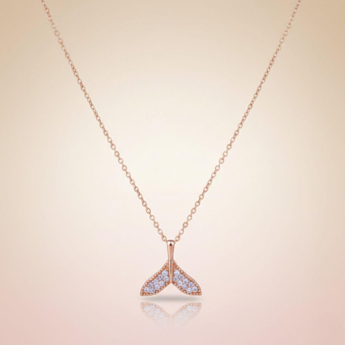 Forevershine Rose Gold Plated Whale Tail Pendant Necklace For Women With Blue Stone | Elegant Ocean Inspired Jewelry | Delicate Chain Stylish Gift For Girls Birthday Anniversary Fashion Accessory