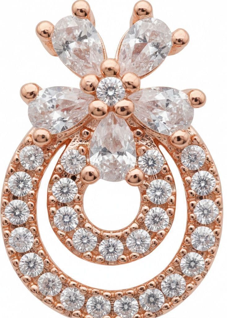 Forevershine Rose Gold Cz Drop Stud Earrings For Women|cubic Zirconia Crystal Doublecircle Dangle Style Designer Tops| Party&wedding Fashion Jewellery - Image 4