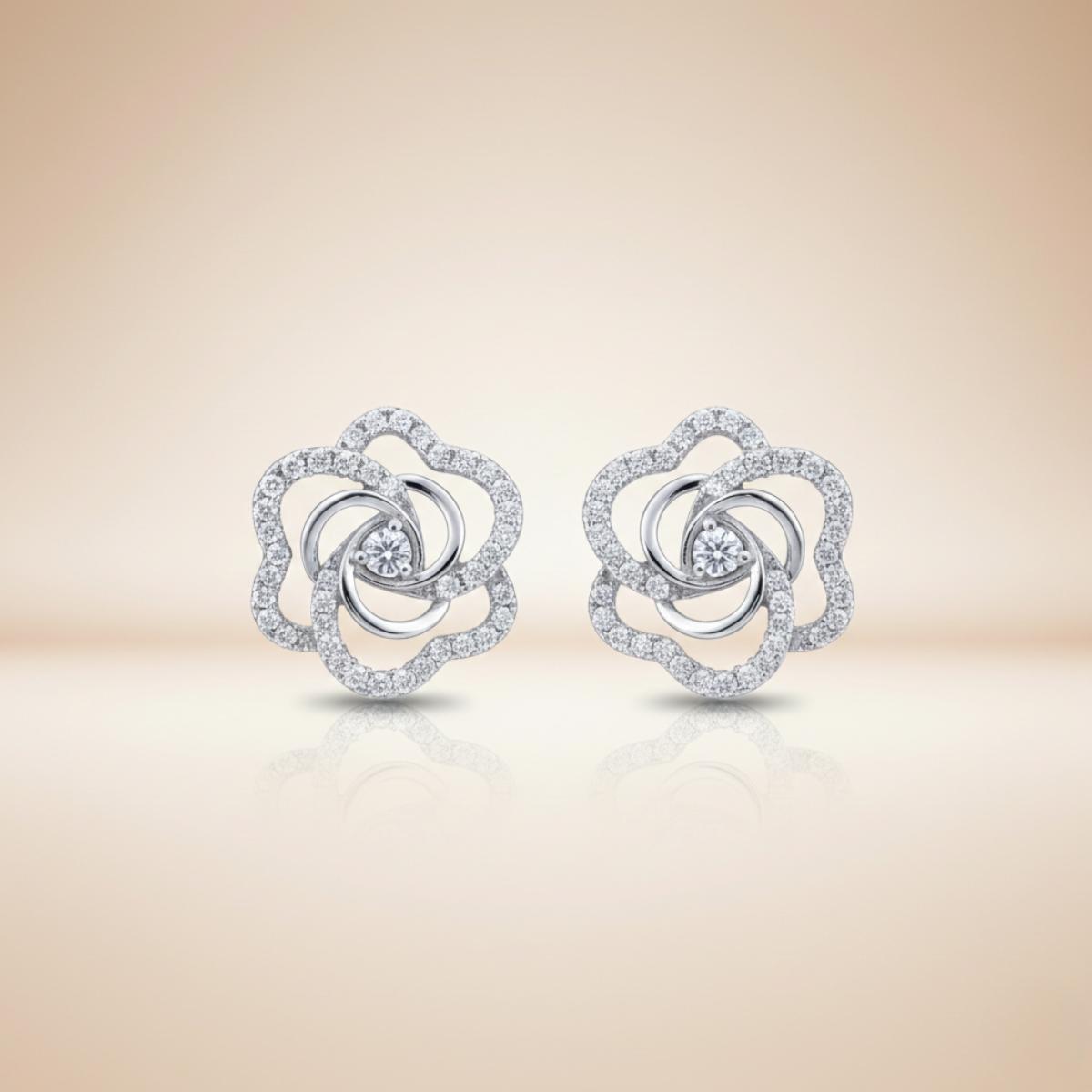Forevershine Floral Cz Stud Earrings For Women | Crystal Stone Studded Flower Designer Tops | Rhodium Tone Party Daily Fashion Jewellery - Image 4