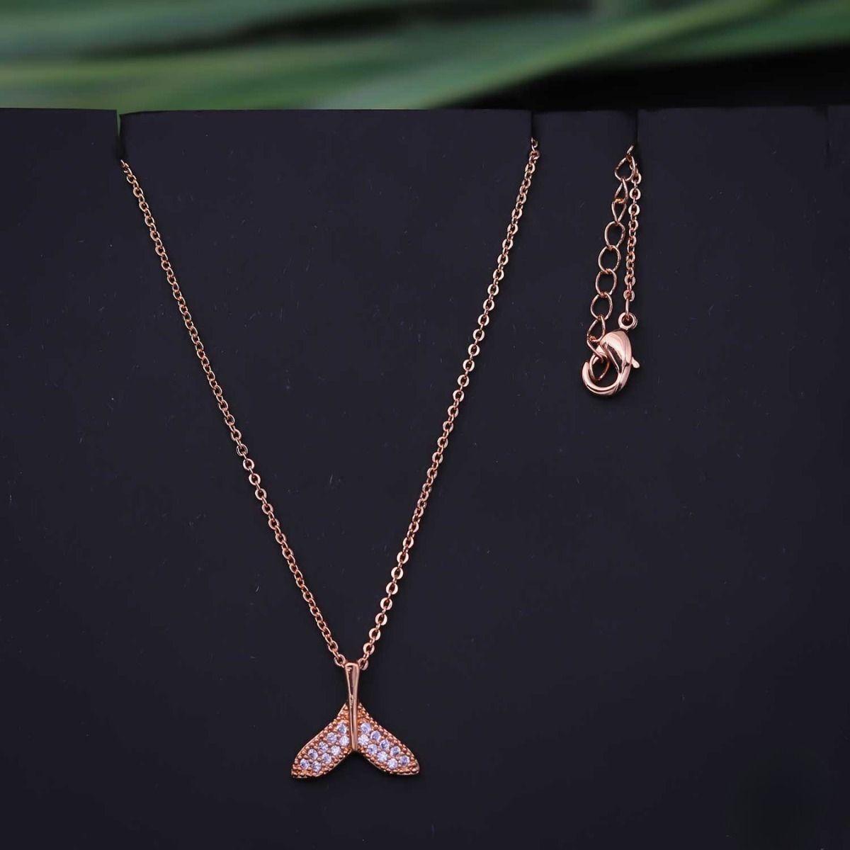 Forevershine Rose Gold Plated Whale Tail Pendant Necklace For Women With Blue Stone | Elegant Ocean Inspired Jewelry | Delicate Chain Stylish Gift For Girls Birthday Anniversary Fashion Accessory - Image 4
