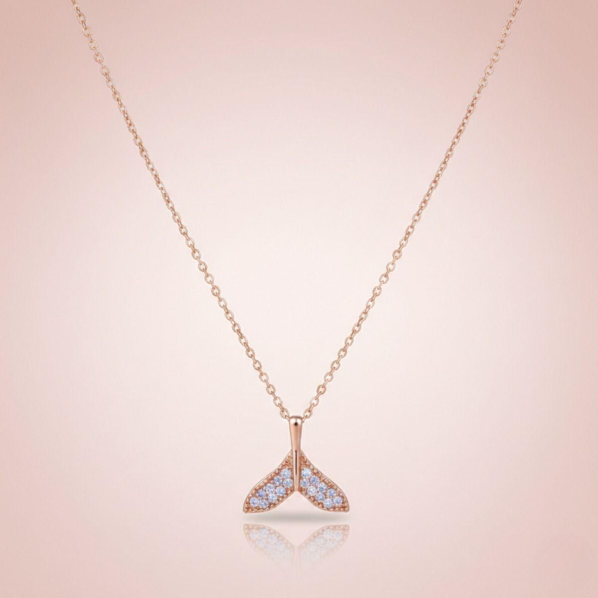 Forevershine Rose Gold Plated Whale Tail Pendant Necklace For Women With Blue Stone | Elegant Ocean Inspired Jewelry | Delicate Chain Stylish Gift For Girls Birthday Anniversary Fashion Accessory - Image 3