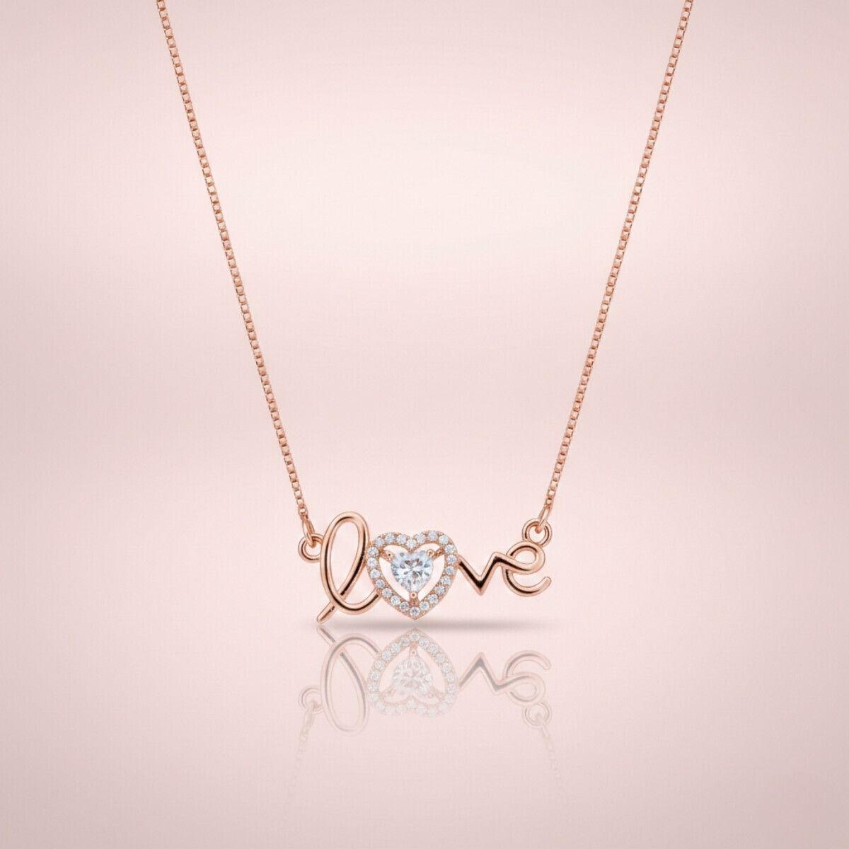 Forevershine Anti Tarnish Rose Gold Plated Love Heart Pendant | Necklace For Women With Sparkling Cubic Zirconia Stone | Elegant Romantic Jewelry For Birthday Gift Stylish Accessory - Image 4