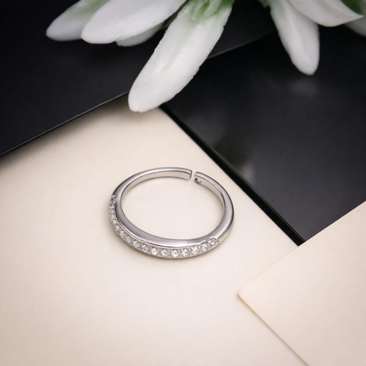 Forevershine Rhodium Plated Cz Stone Adjustable Open Band Ring For Women & Girls - Image 2
