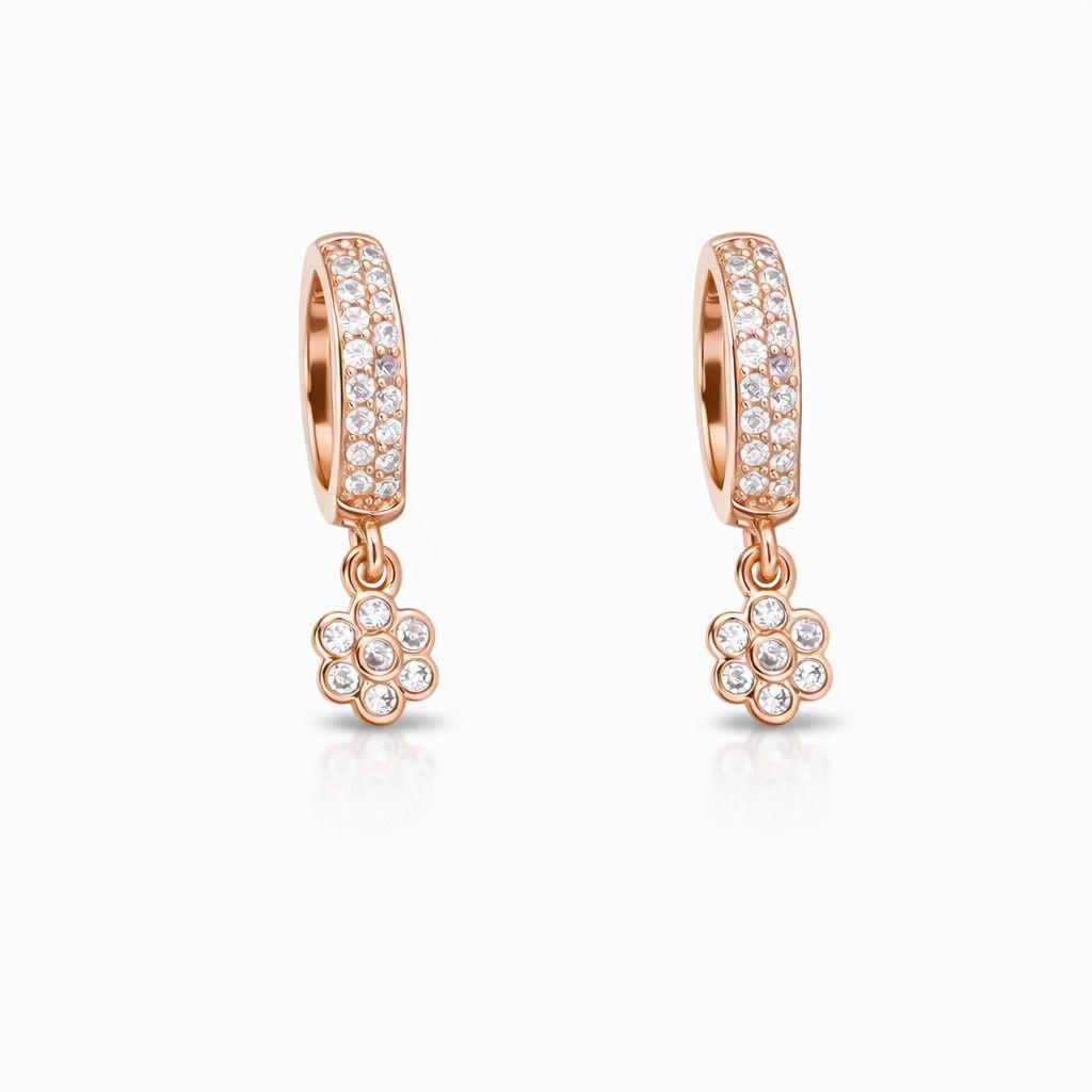 Forevershine Rose Gold Cz Hoop Earrings, Three Stone Bezel Set, Cubic Zirconia, Huggie Style, Premium Jewelry - Image 5