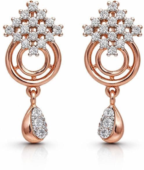 Forevershine Dual Tone Rose Gold Cz Drop Earrings For Women | Cubic Zirconia Studded Dangle Earrings With Teardrop Charm | Designer Party Lightweight Earrings - Image 4