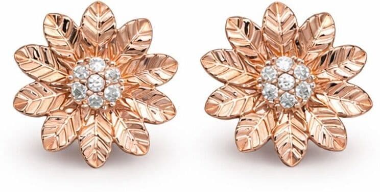 Forevershine Rose Gold Floral Stud Earrings For Women | Cz Cubic Zirconia Stone Studded Earrings | Designer Flower Shape Party & Daily Wear - Image 4