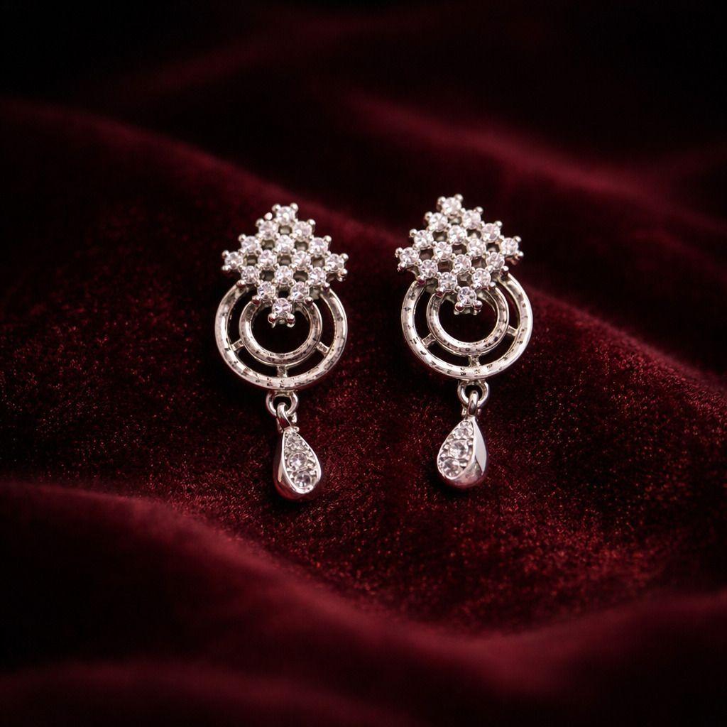 Forevershine Rhodium Plated Cz Drop Earrings For Women | Cubic Zirconia Studded Dangle Earrings With Teardrop Charm | Designer Party Lightweight Earrings - Image 3