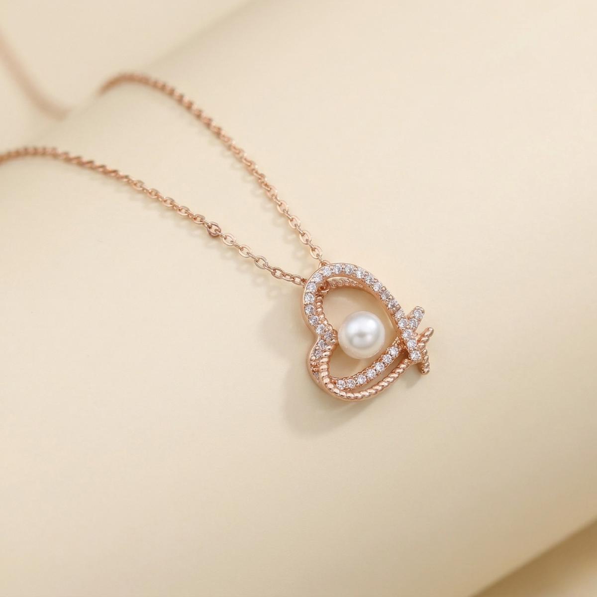 Forevershine Anti Tarnish Rose Gold Bird Necklace With Crystals, Flying Dove Pendant, Delicate Chain Jewelry| Lightweight | Party Jewellery| Gift For Her|skin Friendly & Lead-Free| Hypoallergenic | Tarnish Resistant | Stylish Jewelry For Women & Girls - Image 2