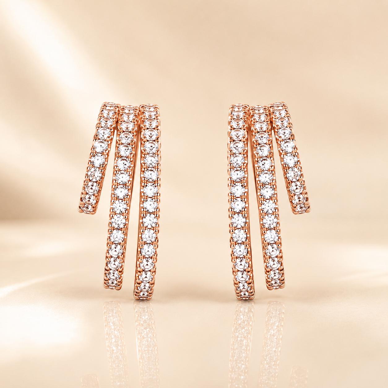 Forevershine Rose Gold Alloy American Diamond Cubic Zirconia Minimal Traditional Western Hoop Earrings For Women & Girls Fashion Jewellery, Party, Wedding Gift - Image 4