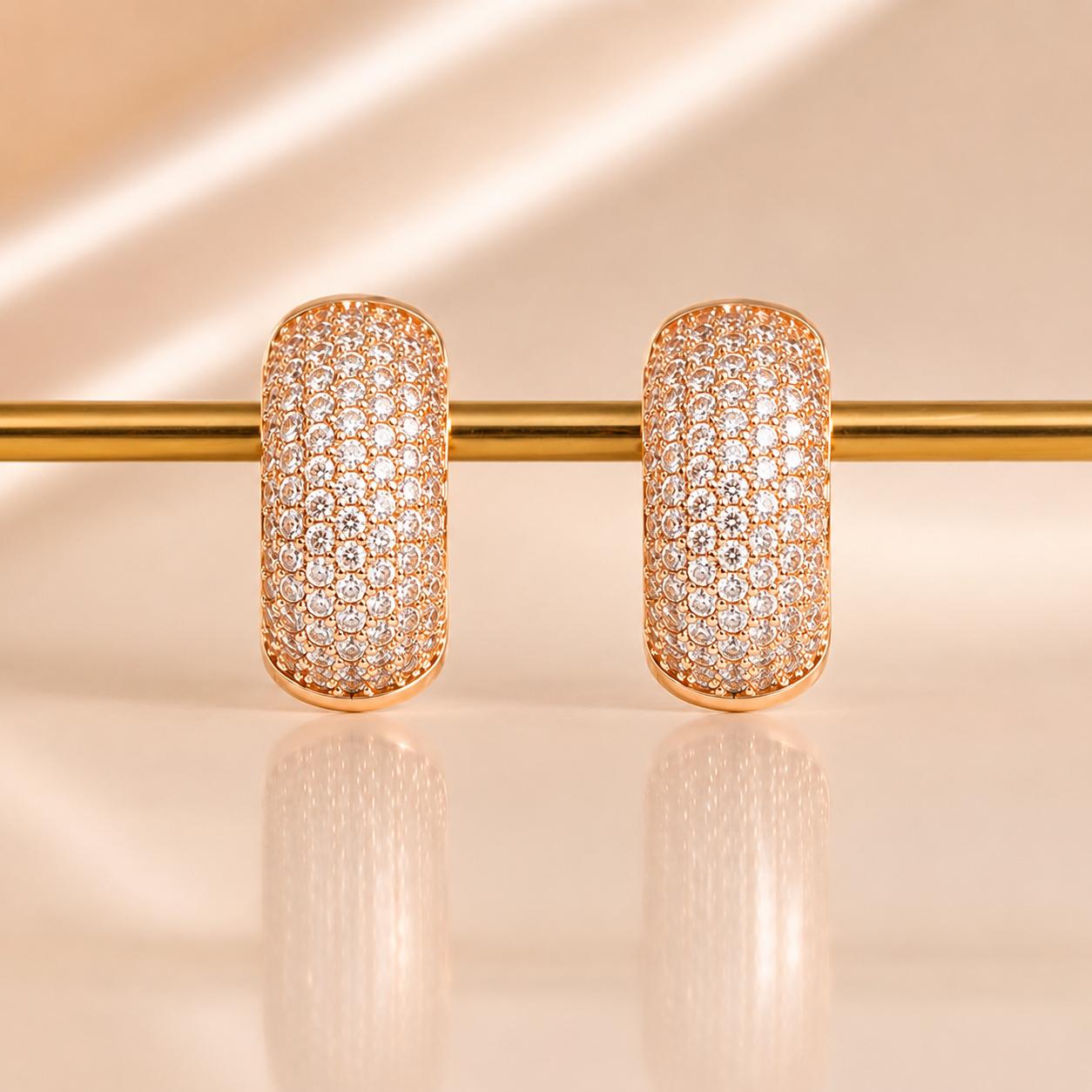 Forevershine Anti Tarnish Rose Gold Alloy American Diamond Cubic Zirconia Minimal Classic Traditional Hoop Earrings For Women & Girls Fashion Jewellery, Party, Wedding Gift - Image 3