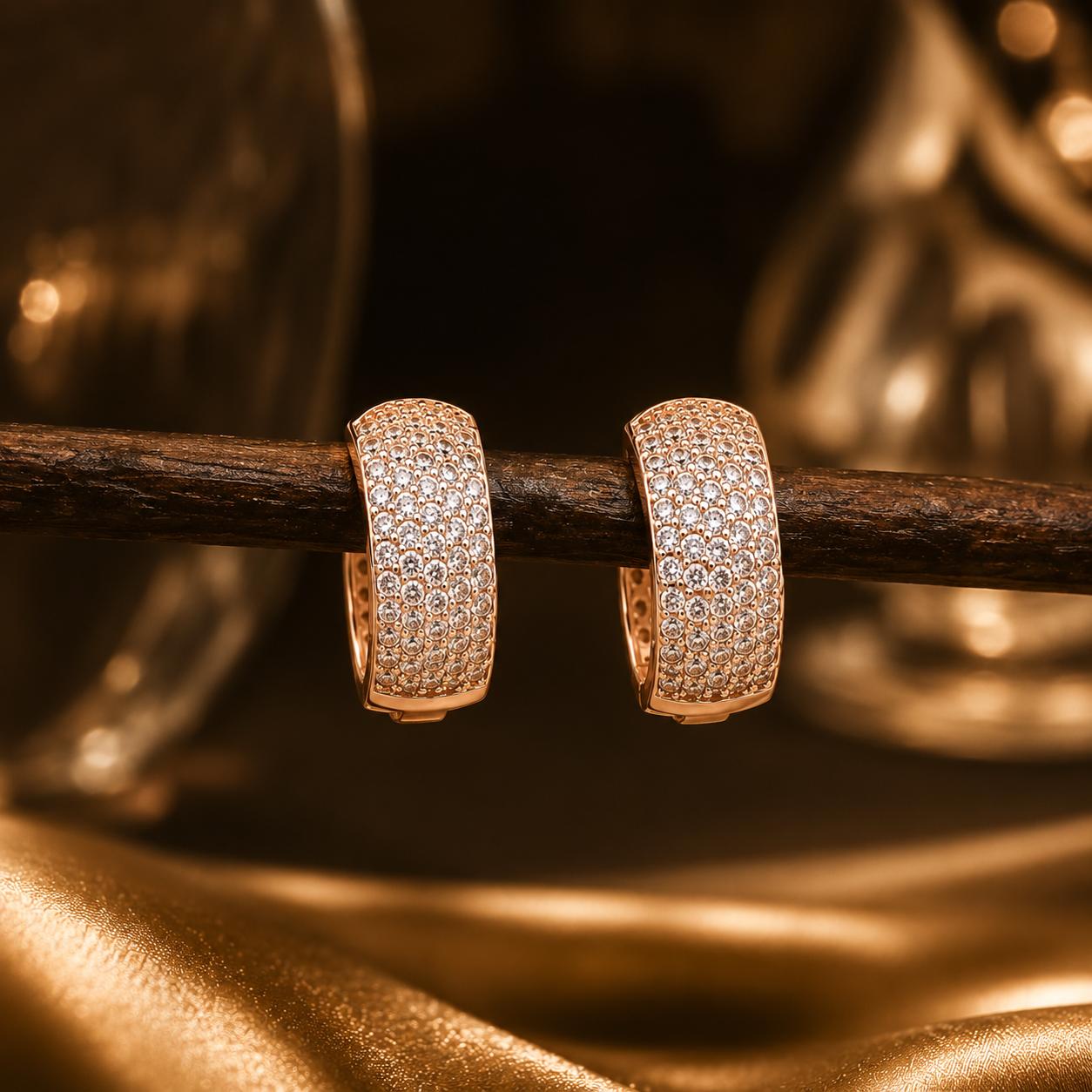 Forevershine Rose Gold Alloy American Diamond Cubic Zirconia Minimal Classic Modern Hoop Earrings For Women & Girls Fashion Jewellery, Party, Wedding Gift - Image 4