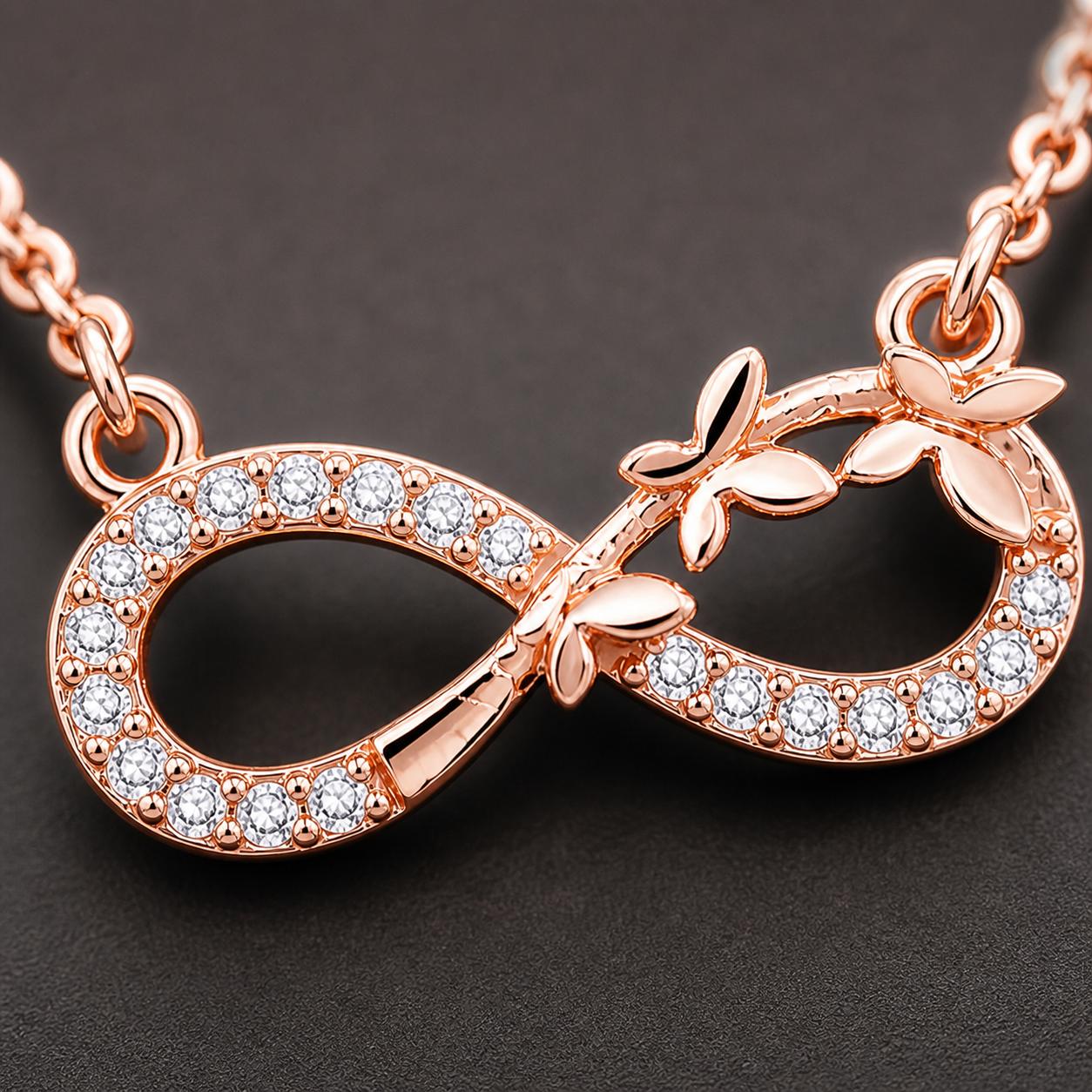 Forevershine Rose Gold Alloy American Diamond Cubic Zirconia Infinity Floral Modern Necklace Pendant For Women & Girls Fashion Jewellery, Party, Wedding Gift - Image 4