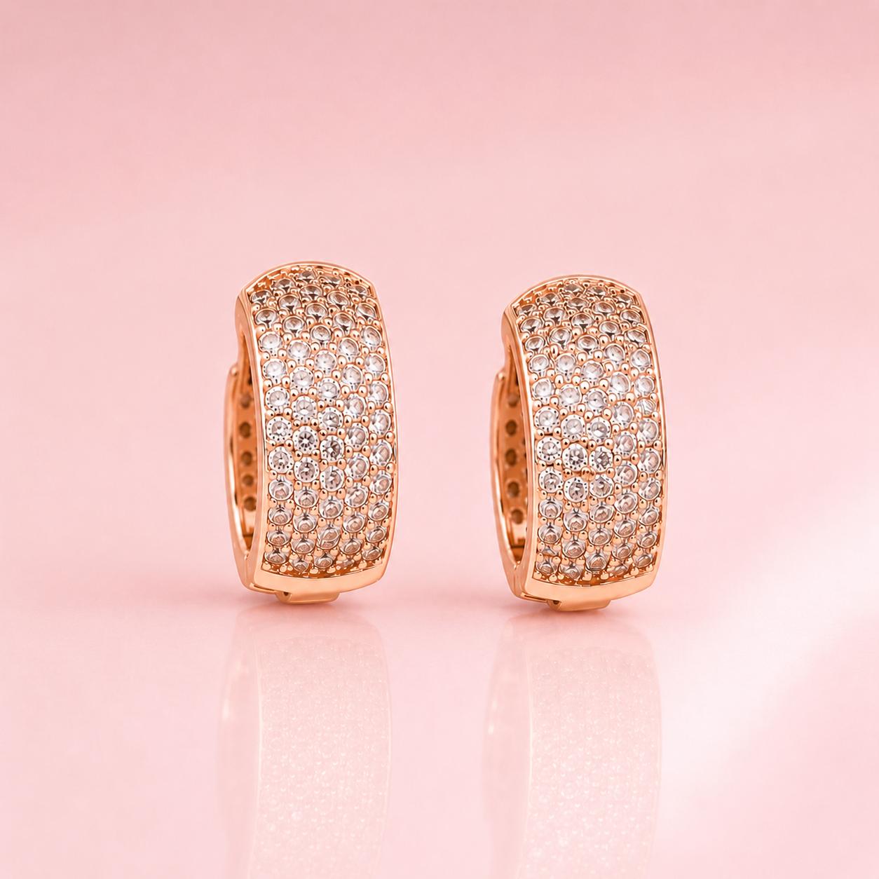 Forevershine Rose Gold Alloy American Diamond Cubic Zirconia Minimal Classic Modern Hoop Earrings For Women & Girls Fashion Jewellery, Party, Wedding Gift - Image 6