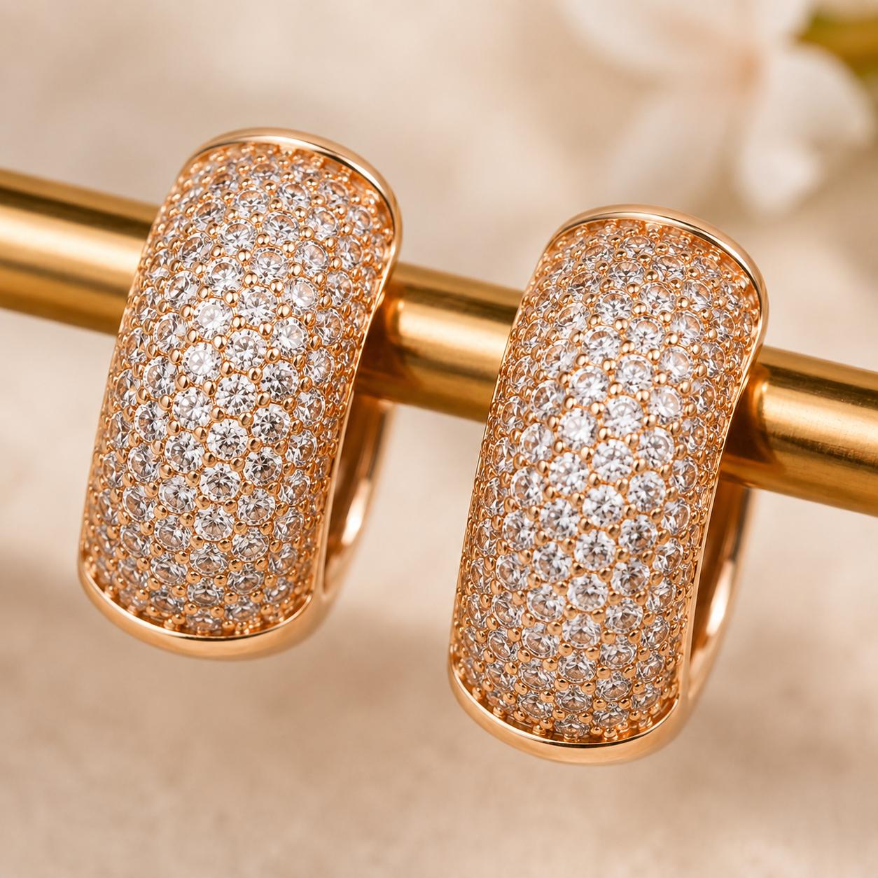 Forevershine Anti Tarnish Rose Gold Alloy American Diamond Cubic Zirconia Minimal Classic Traditional Hoop Earrings For Women & Girls Fashion Jewellery, Party, Wedding Gift