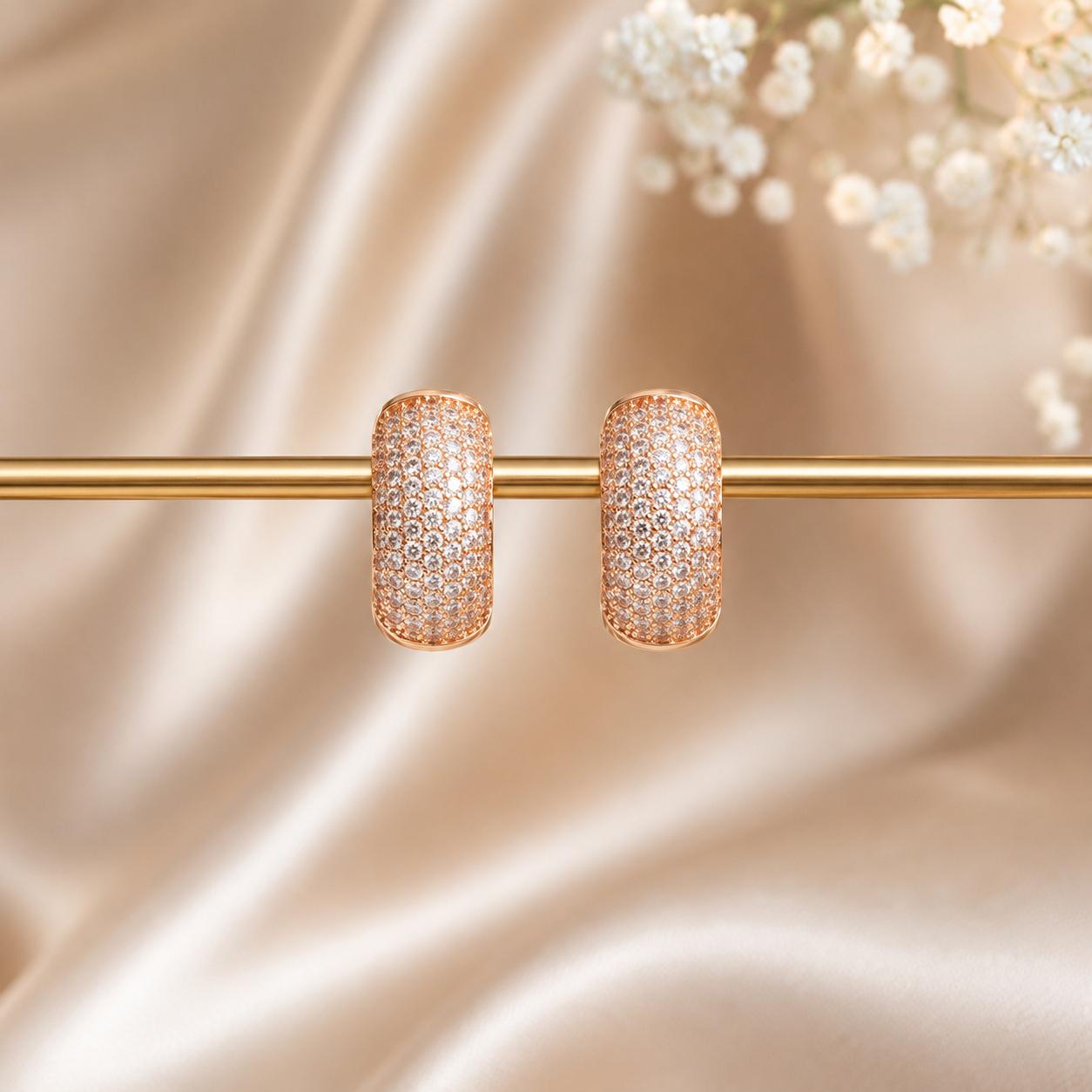 Forevershine Anti Tarnish Rose Gold Alloy American Diamond Cubic Zirconia Minimal Classic Traditional Hoop Earrings For Women & Girls Fashion Jewellery, Party, Wedding Gift - Image 4