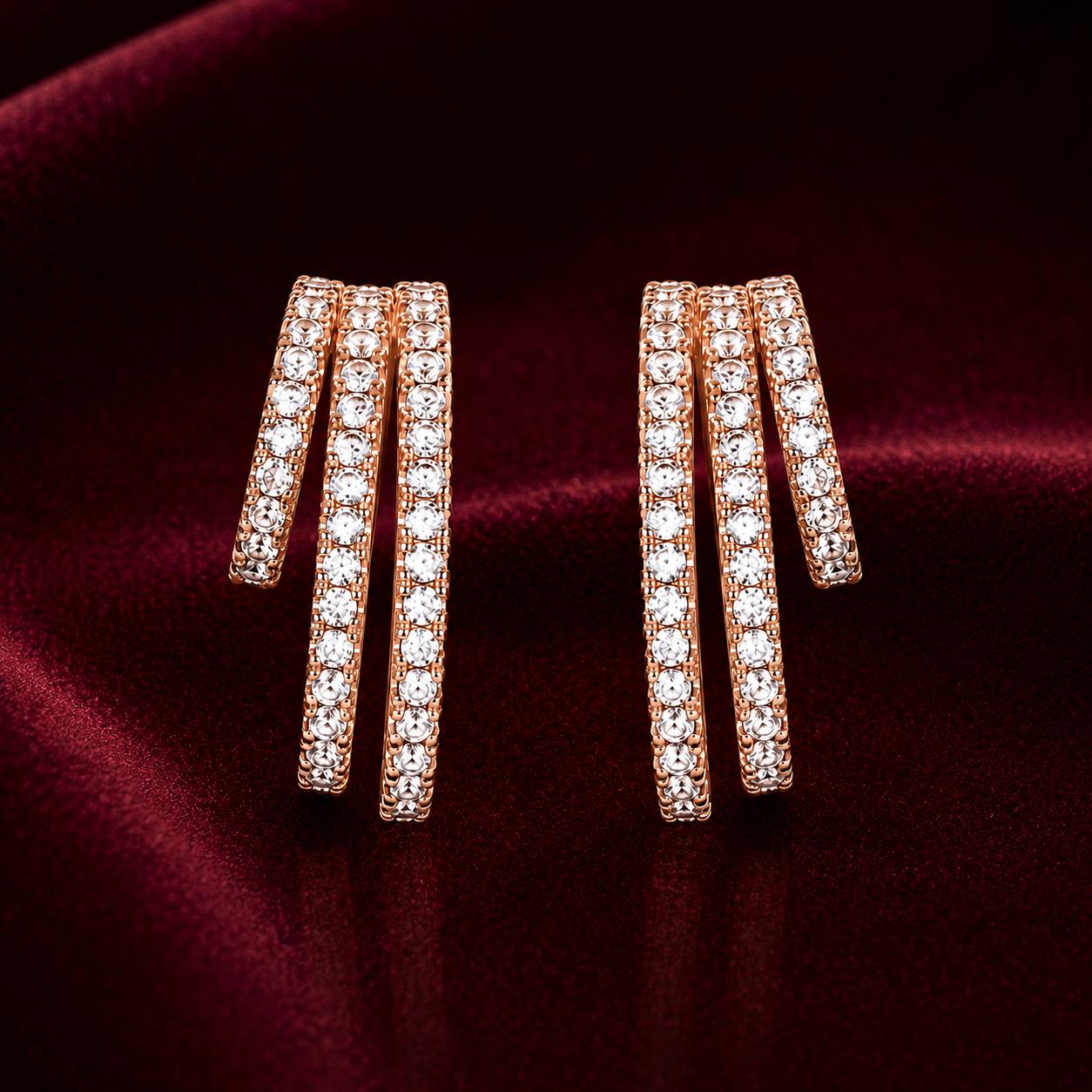 Forevershine Rose Gold Alloy American Diamond Cubic Zirconia Minimal Traditional Western Hoop Earrings For Women & Girls Fashion Jewellery, Party, Wedding Gift - Image 5