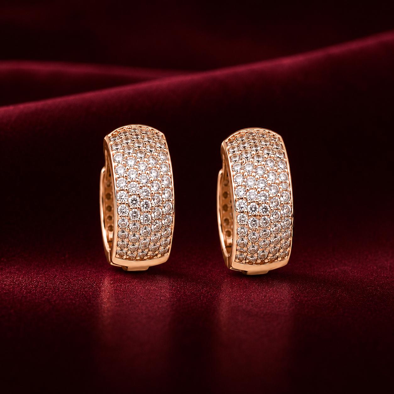 Forevershine Rose Gold Alloy American Diamond Cubic Zirconia Minimal Classic Modern Hoop Earrings For Women & Girls Fashion Jewellery, Party, Wedding Gift