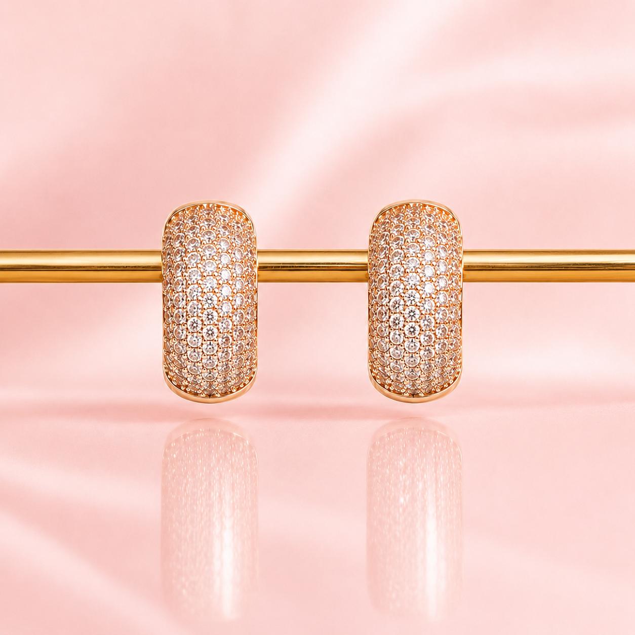 Forevershine Anti Tarnish Rose Gold Alloy American Diamond Cubic Zirconia Minimal Classic Traditional Hoop Earrings For Women & Girls Fashion Jewellery, Party, Wedding Gift - Image 6