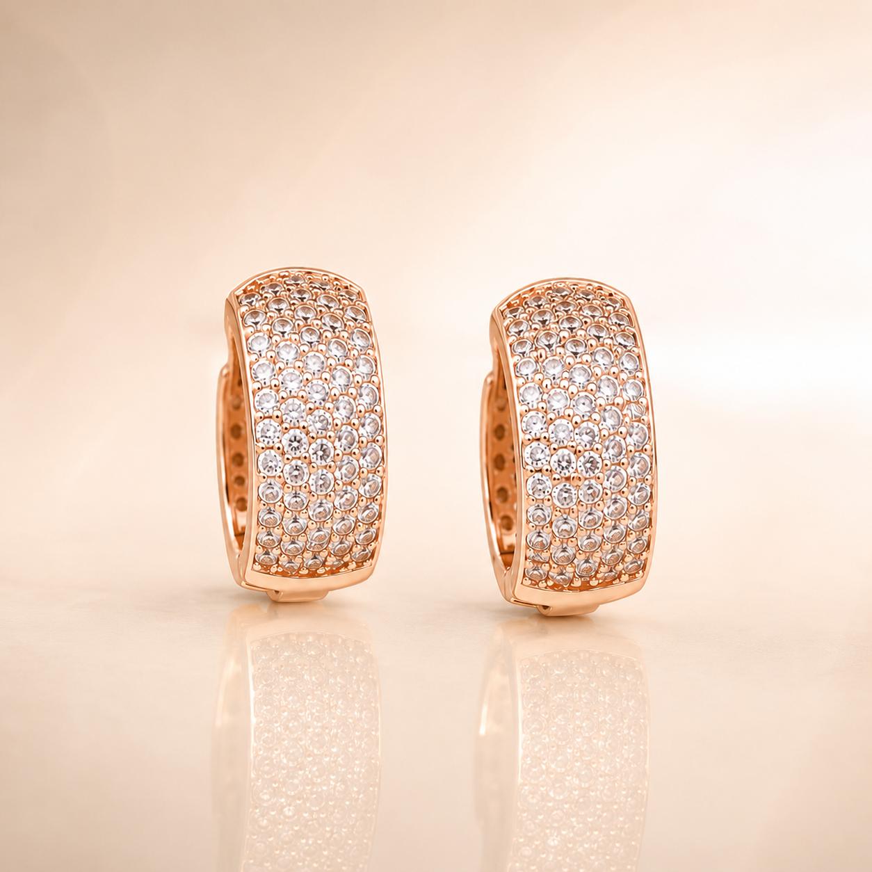 Forevershine Rose Gold Alloy American Diamond Cubic Zirconia Minimal Classic Modern Hoop Earrings For Women & Girls Fashion Jewellery, Party, Wedding Gift - Image 3