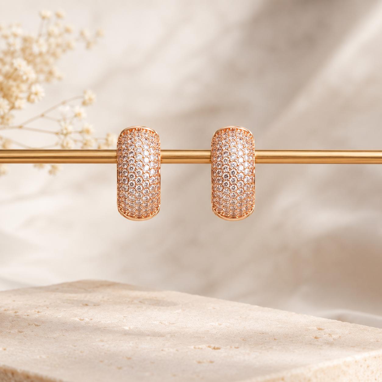 Forevershine Anti Tarnish Rose Gold Alloy American Diamond Cubic Zirconia Minimal Classic Traditional Hoop Earrings For Women & Girls Fashion Jewellery, Party, Wedding Gift - Image 7