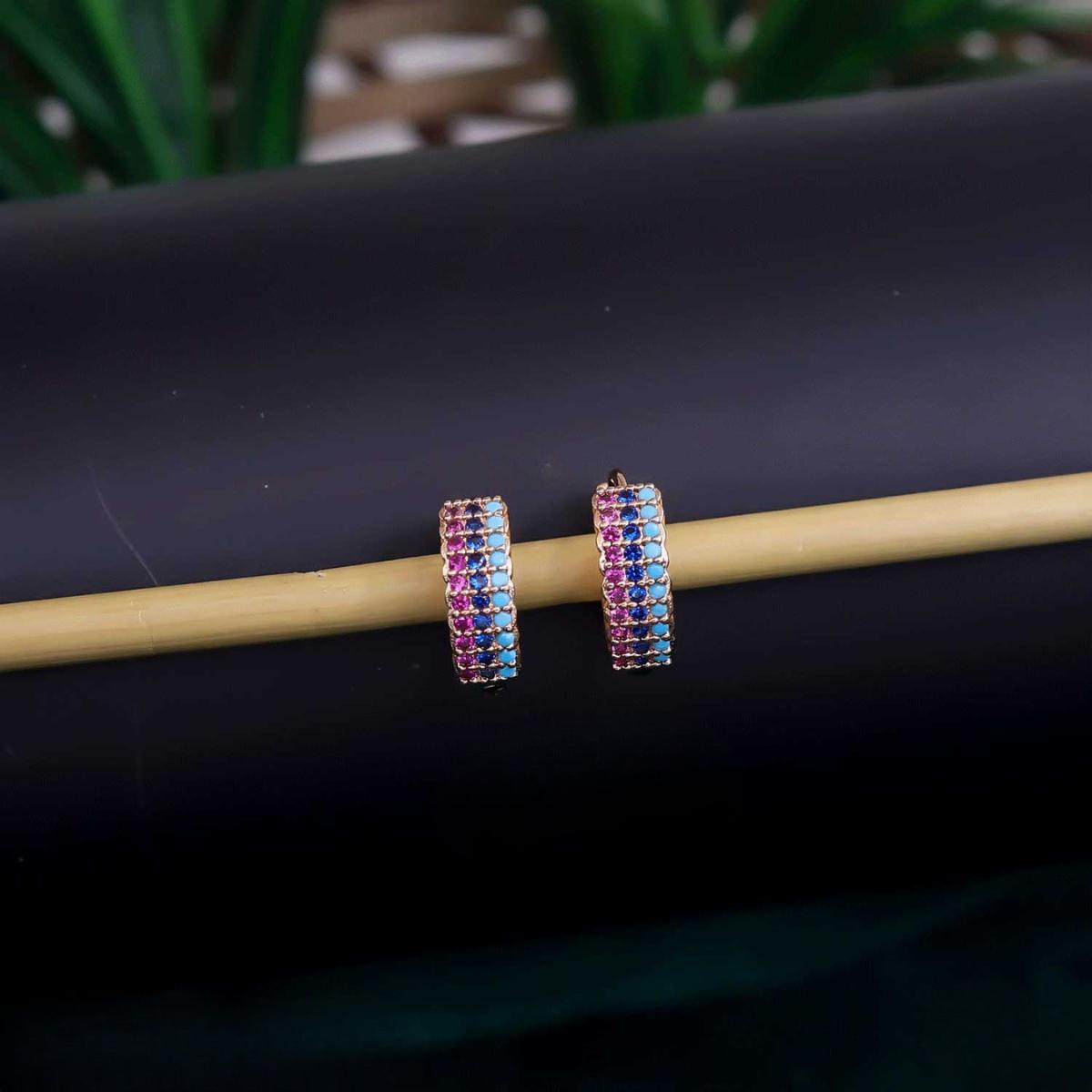 Forevershine Rose Gold Alloy American Diamond Cubic Zirconia Bow Geometric Minimal Hoop Earrings For Women & Girls Fashion Jewellery, Party, Wedding Gift - Image 9