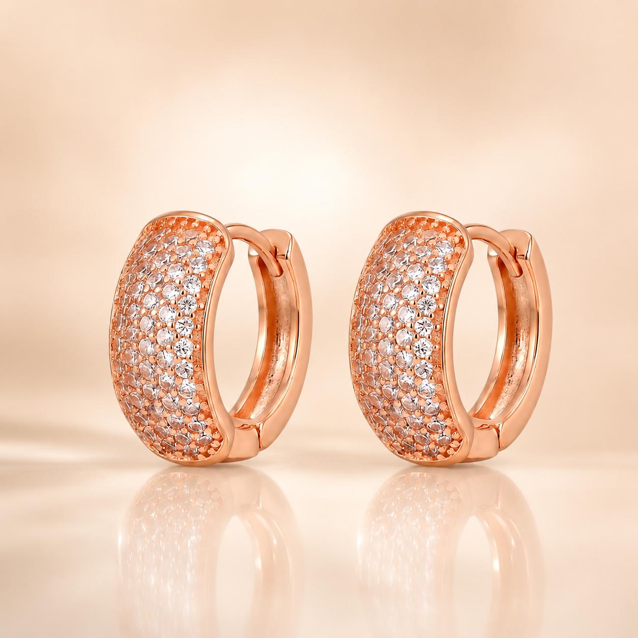 Forevershine Rose Gold Alloy American Diamond Cubic Zirconia Minimal Hoop Earrings For Women & Girls Fashion Jewellery, Party, Wedding Gift - Image 3