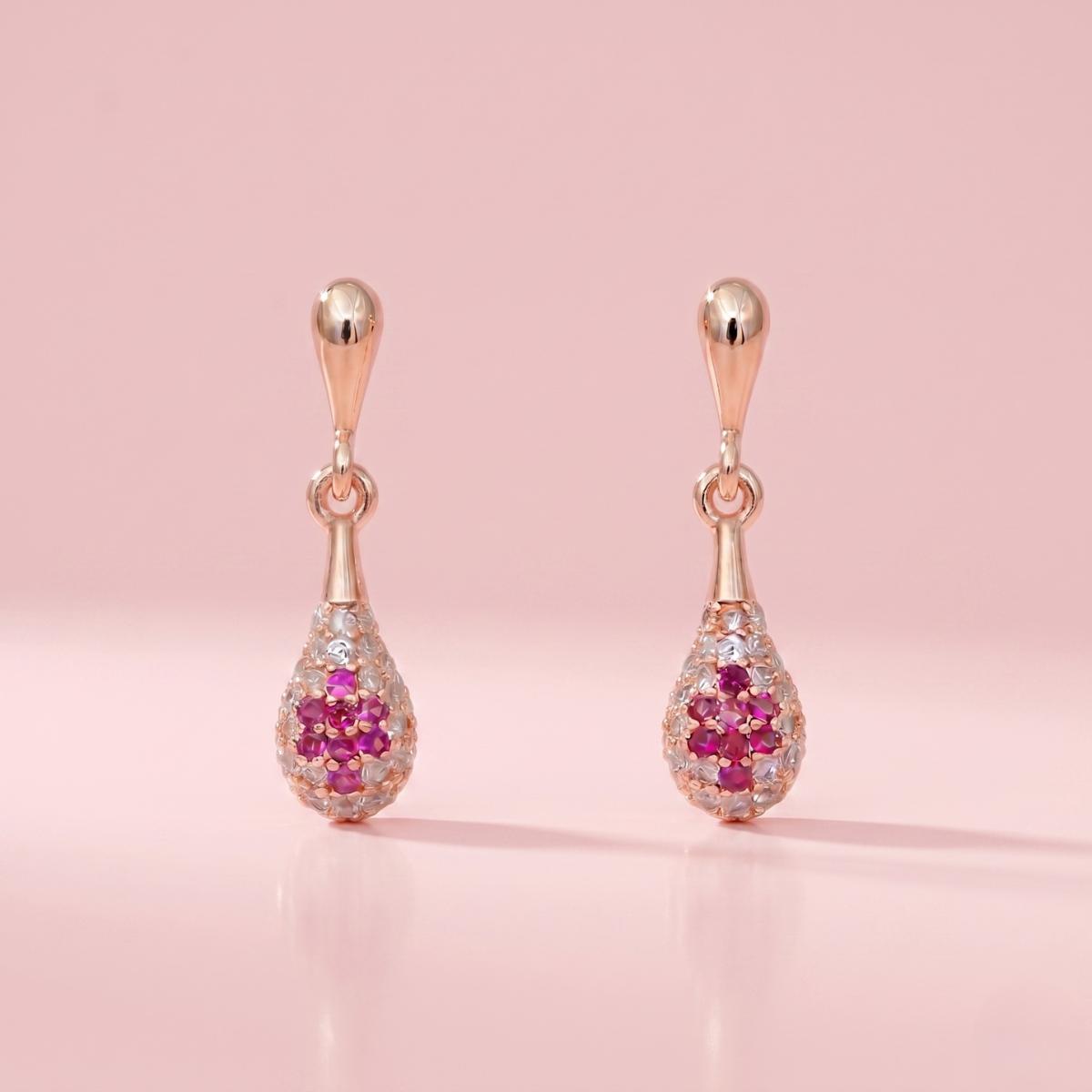 Forevershine Rose Gold & White Alloy American Diamond Cubic Zirconia Floral Minimal Drop Stud Earrings For Women & Girls Fashion Jewellery, Party, Wedding Gift - Image 8
