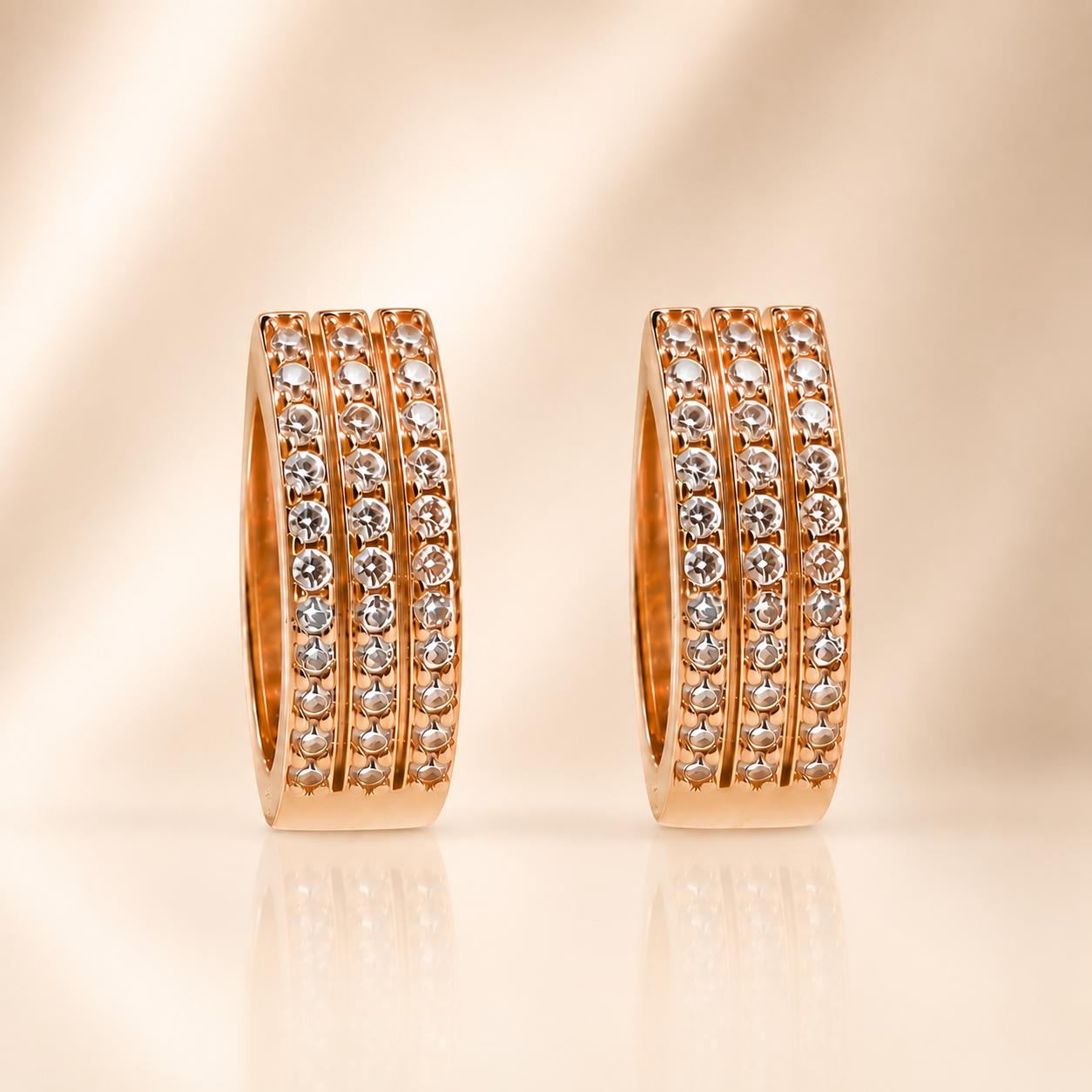 Forevershine Rose Gold & White Alloy American Diamond Cubic Zirconia Geometric Minimal Classic Hoop Earrings For Women & Girls Fashion Jewellery, Party, Wedding Gift - Image 4
