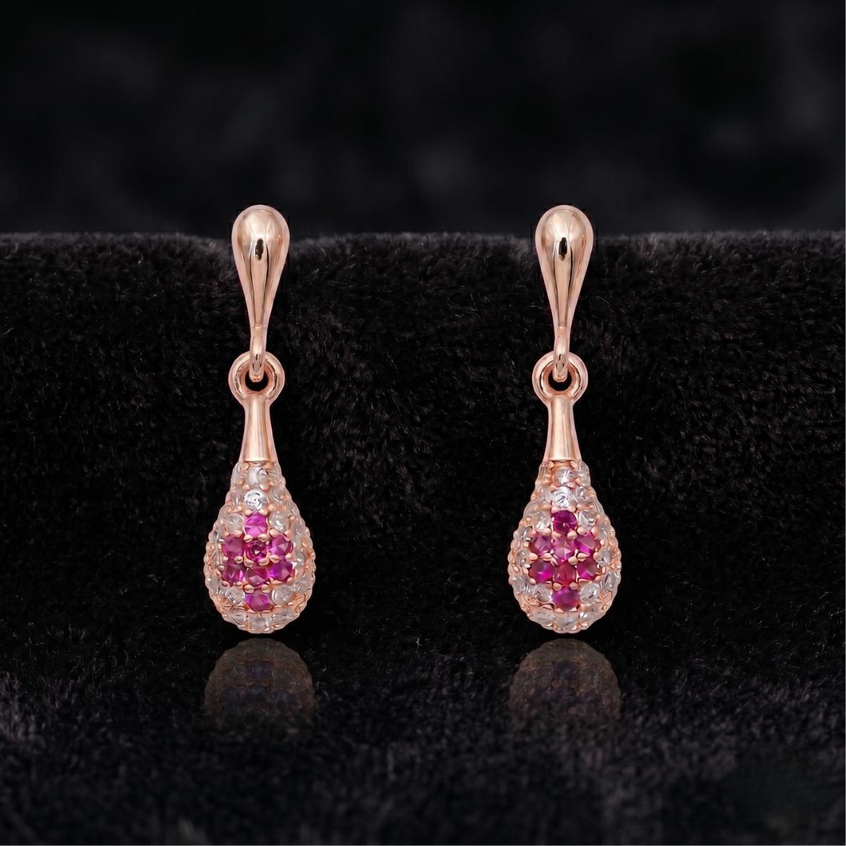 Forevershine Rose Gold & White Alloy American Diamond Cubic Zirconia Floral Minimal Drop Stud Earrings For Women & Girls Fashion Jewellery, Party, Wedding Gift - Image 2