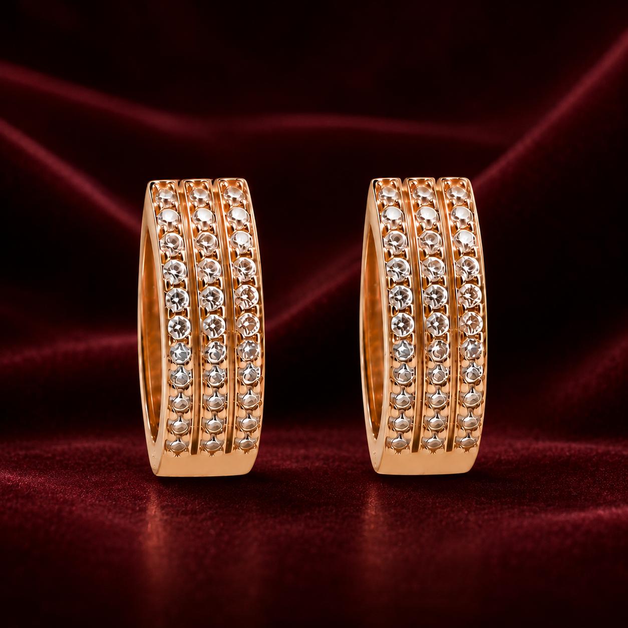 Forevershine Rose Gold & White Alloy American Diamond Cubic Zirconia Geometric Minimal Classic Hoop Earrings For Women & Girls Fashion Jewellery, Party, Wedding Gift