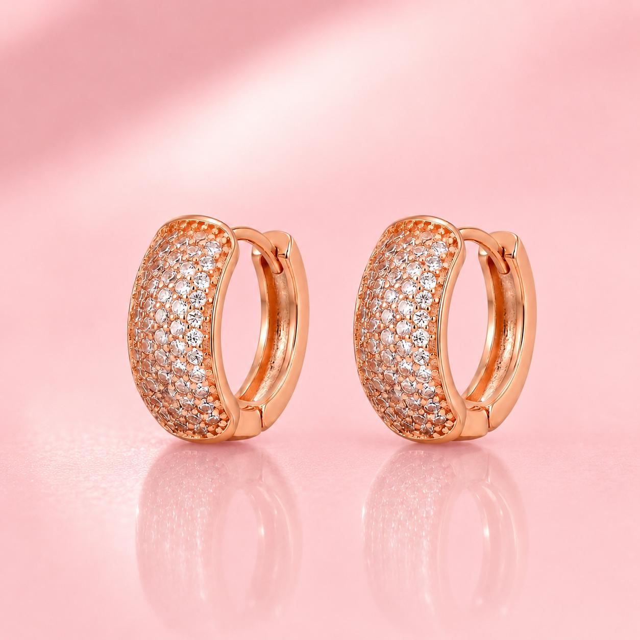 Forevershine Rose Gold Alloy American Diamond Cubic Zirconia Minimal Hoop Earrings For Women & Girls Fashion Jewellery, Party, Wedding Gift - Image 4