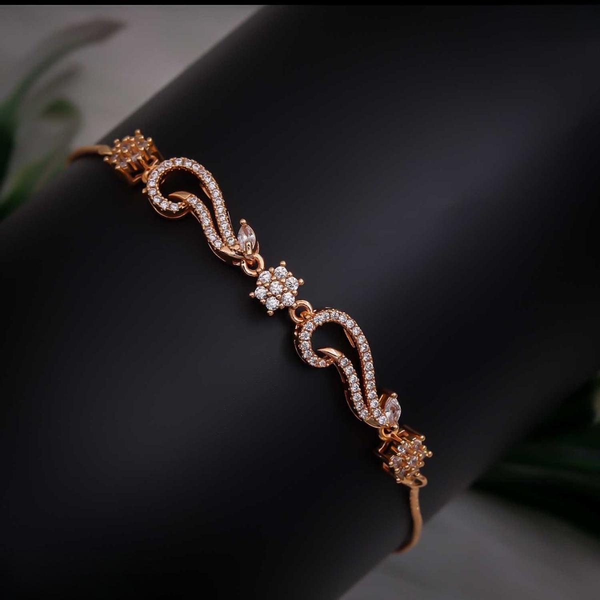 Forevershine Rose Gold Alloy American Diamond Cubic Zirconia Floral Modern Traditional Bracelet For Women & Girls Fashion Jewellery, Party, Wedding Gift - Image 6