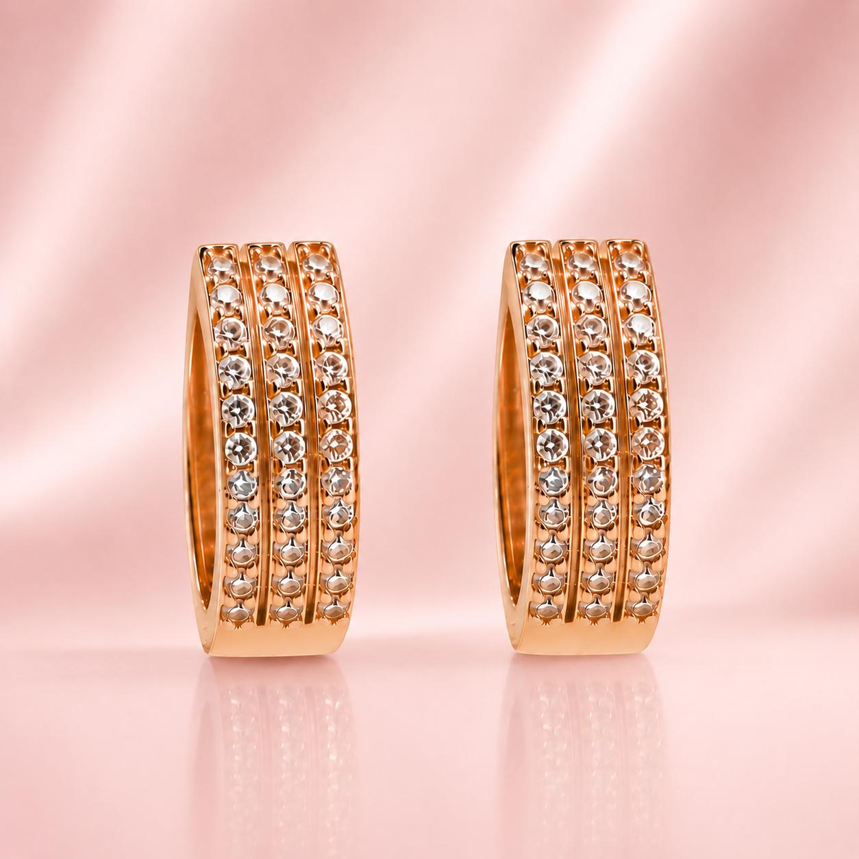 Forevershine Rose Gold & White Alloy American Diamond Cubic Zirconia Geometric Minimal Classic Hoop Earrings For Women & Girls Fashion Jewellery, Party, Wedding Gift - Image 9
