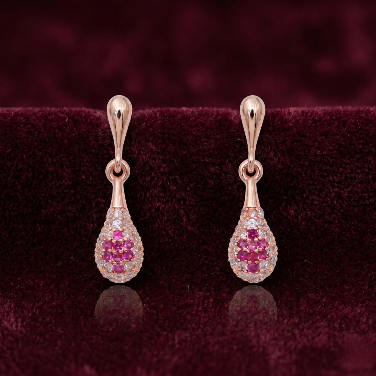 Forevershine Rose Gold & White Alloy American Diamond Cubic Zirconia Floral Minimal Drop Stud Earrings For Women & Girls Fashion Jewellery, Party, Wedding Gift