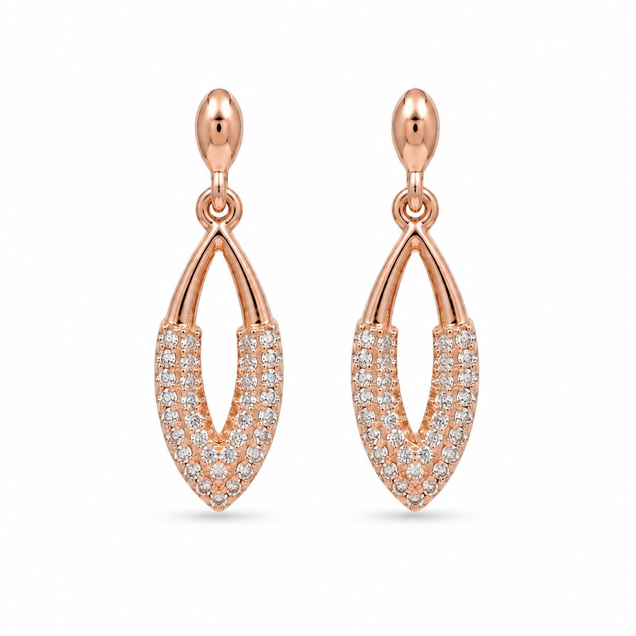Forevershine Rose Gold Alloy American Diamond Cubic Zirconia Minimal Leaf Drop Stud Earrings For Women & Girls Fashion Jewellery, Party, Wedding Gift - Image 12