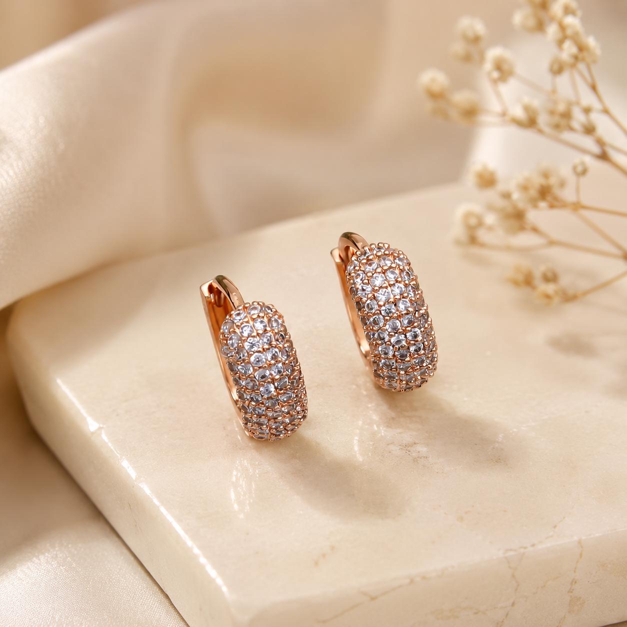 Forevershine Rose Gold Alloy American Diamond Cubic Zirconia Minimal Traditional Bridal Hoop Earrings For Women & Girls Fashion Jewellery, Party, Wedding Gift - Image 4
