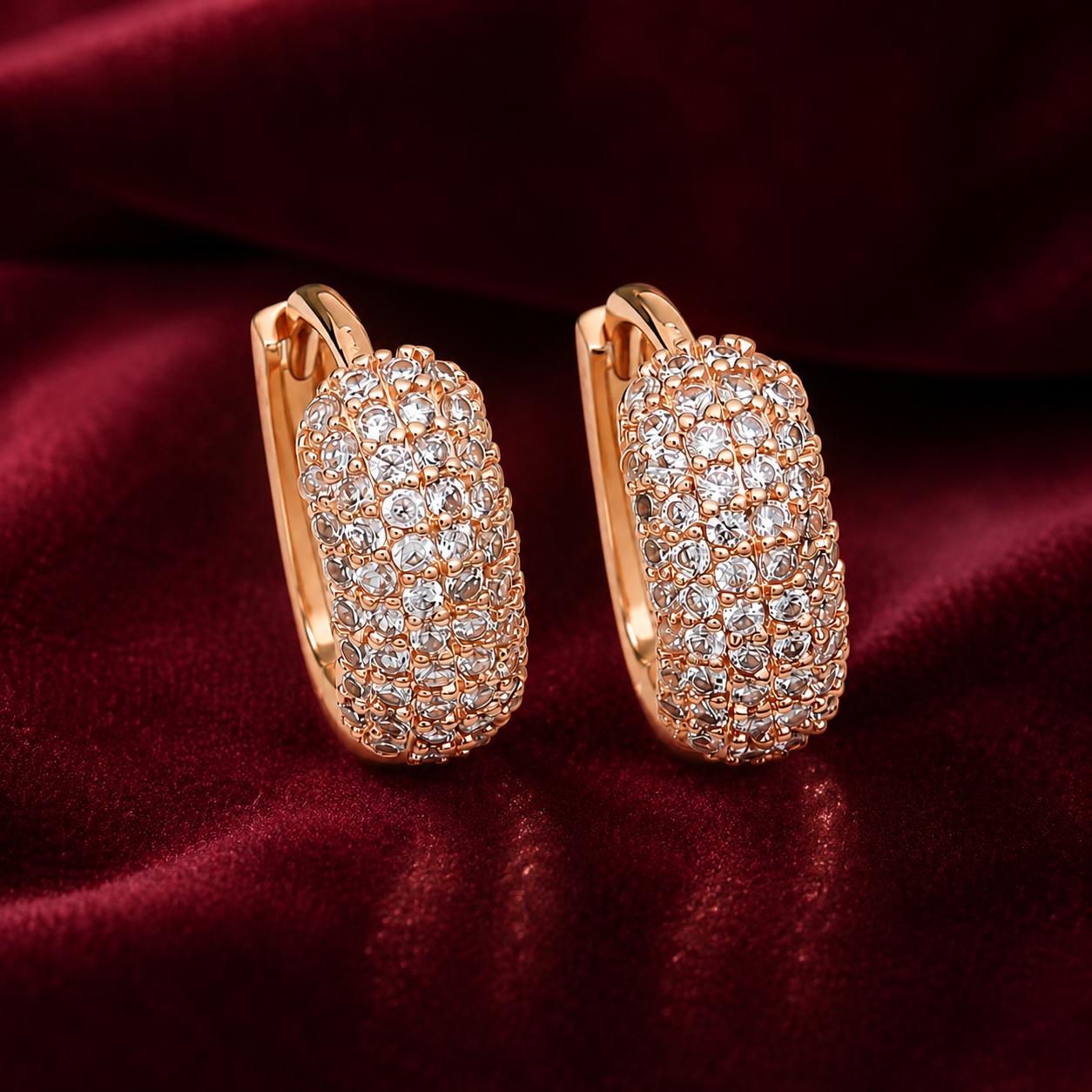 Forevershine Rose Gold Alloy American Diamond Cubic Zirconia Minimal Traditional Bridal Hoop Earrings For Women & Girls Fashion Jewellery, Party, Wedding Gift