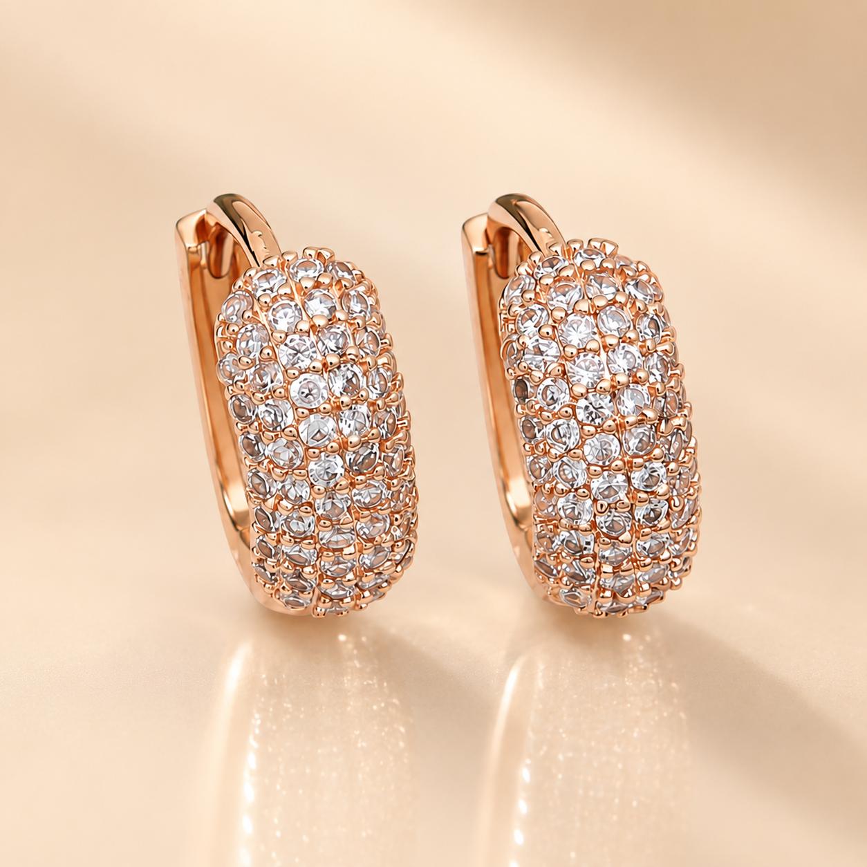 Forevershine Rose Gold Alloy American Diamond Cubic Zirconia Minimal Traditional Bridal Hoop Earrings For Women & Girls Fashion Jewellery, Party, Wedding Gift - Image 5